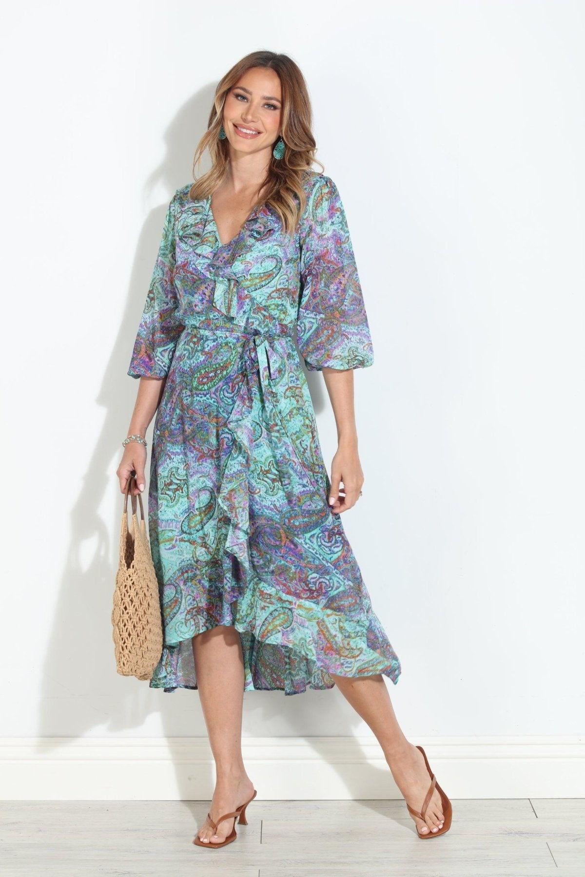 Arielle Chiffon Ruffle Wrap Dress-BEST SELLER