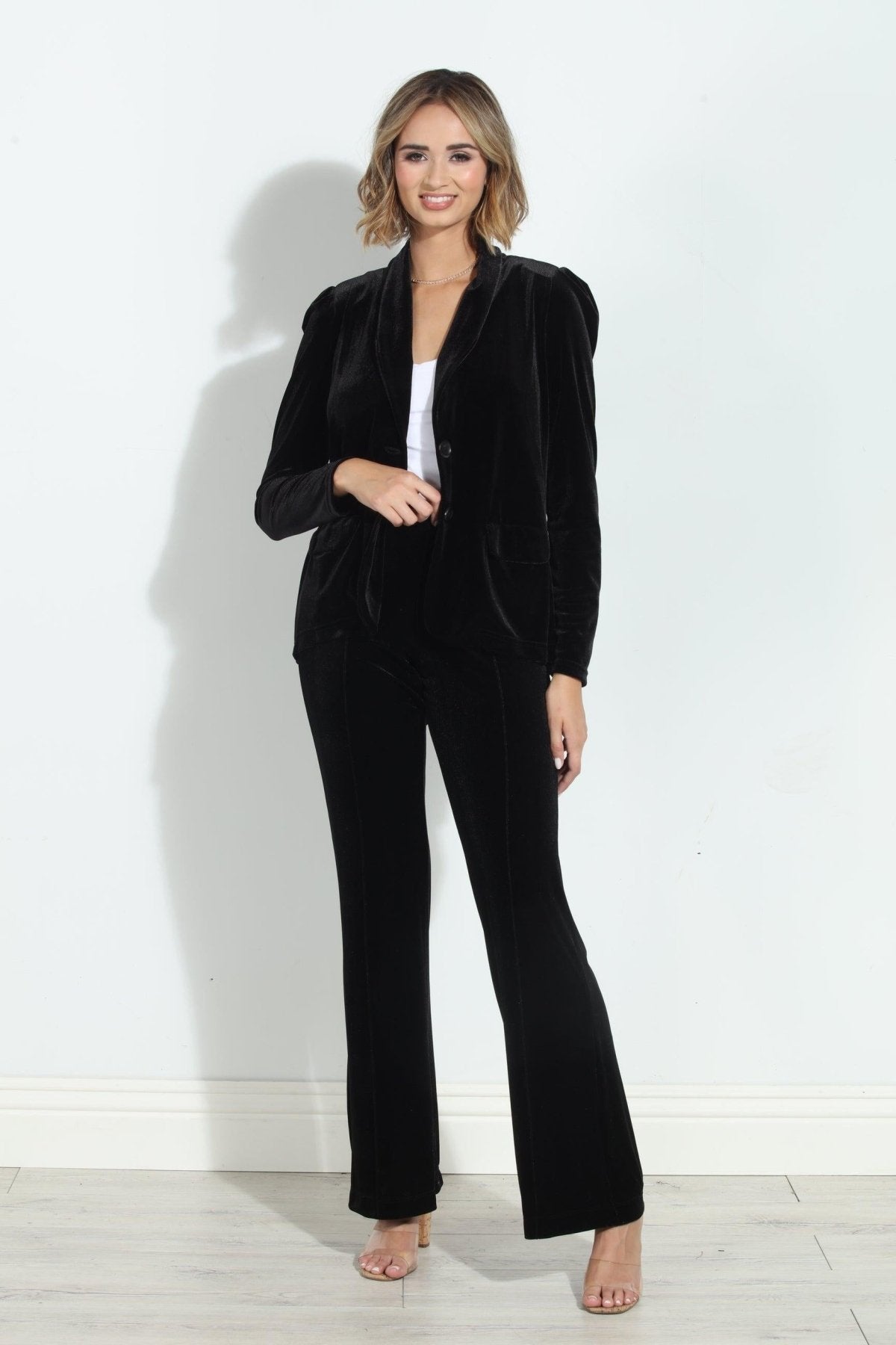 Black Velvet Palazzo Leg Pants-BEST SELLER