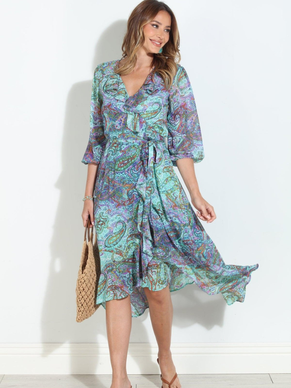 Arielle Chiffon Ruffle Wrap Dress-BEST SELLER