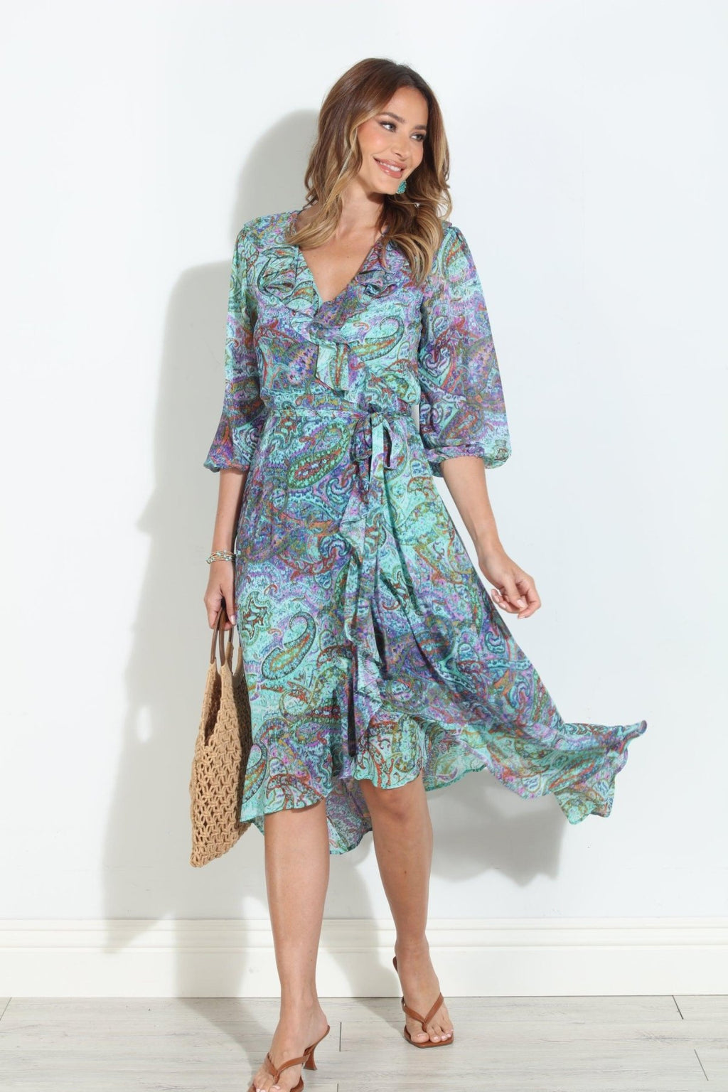 Arielle Chiffon Ruffle Wrap Dress-BEST SELLER