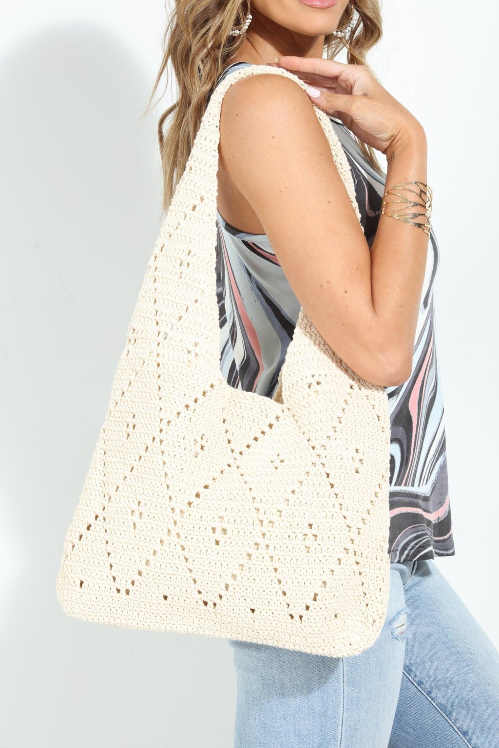 Thea Ivory Crochet Shoulder Bag-BEST SELLER