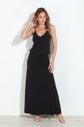 Black Stretch Drop Waist Maxi Dress-BEST SELLER