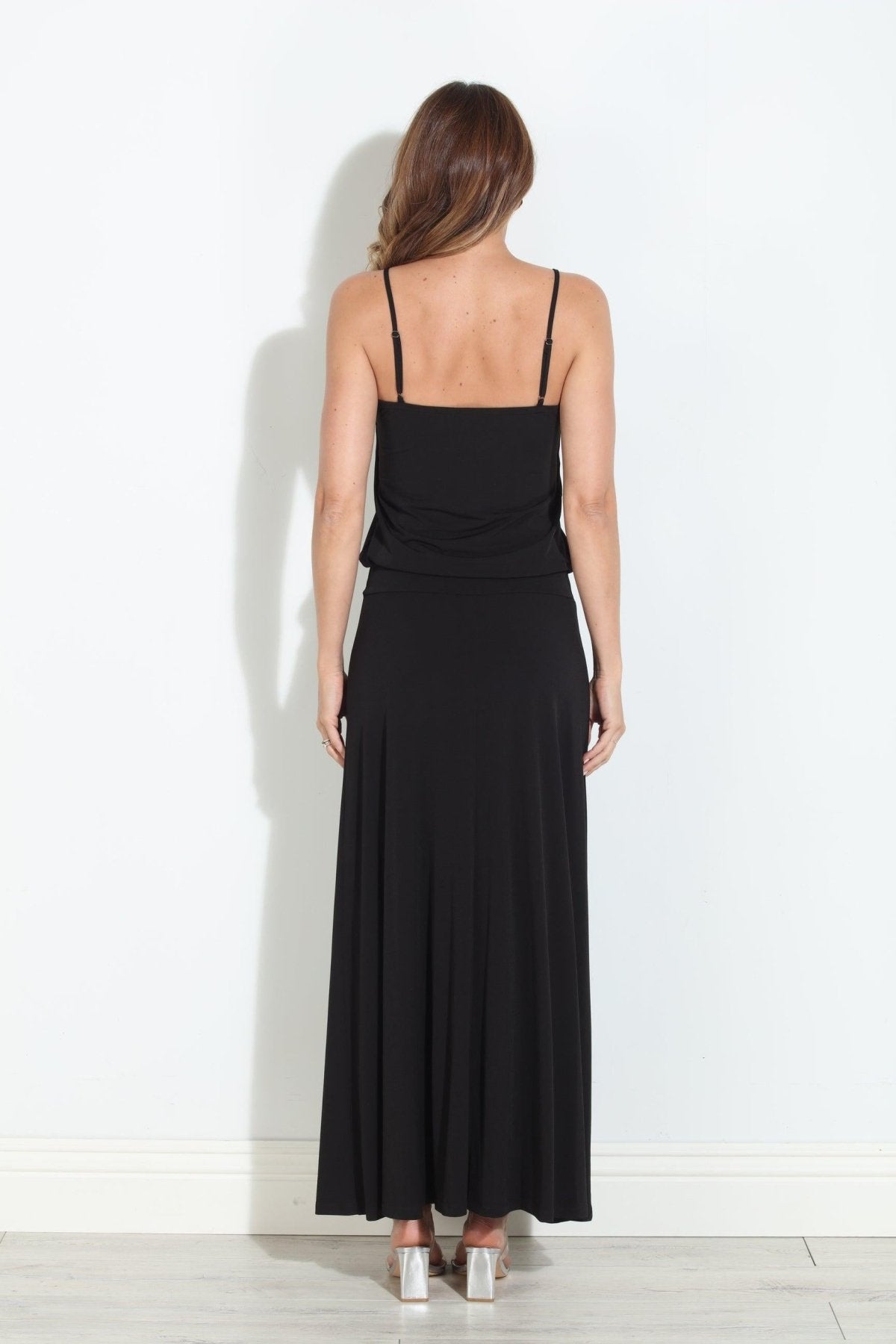 Black Stretch Drop Waist Maxi Dress-BEST SELLER