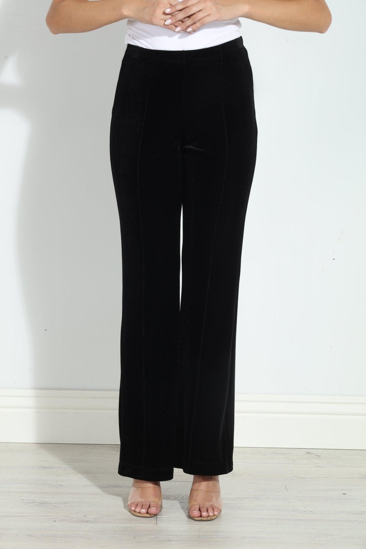 Black Velvet Palazzo Leg Pants-BEST SELLER