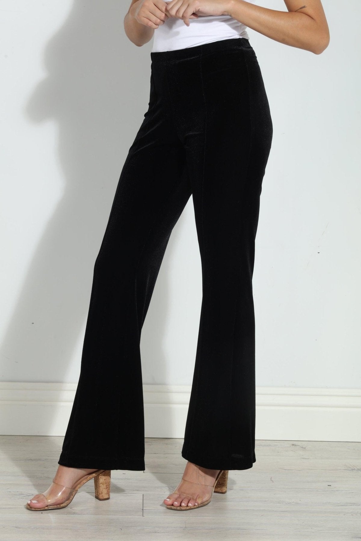 Black Velvet Palazzo Leg Pants-BEST SELLER