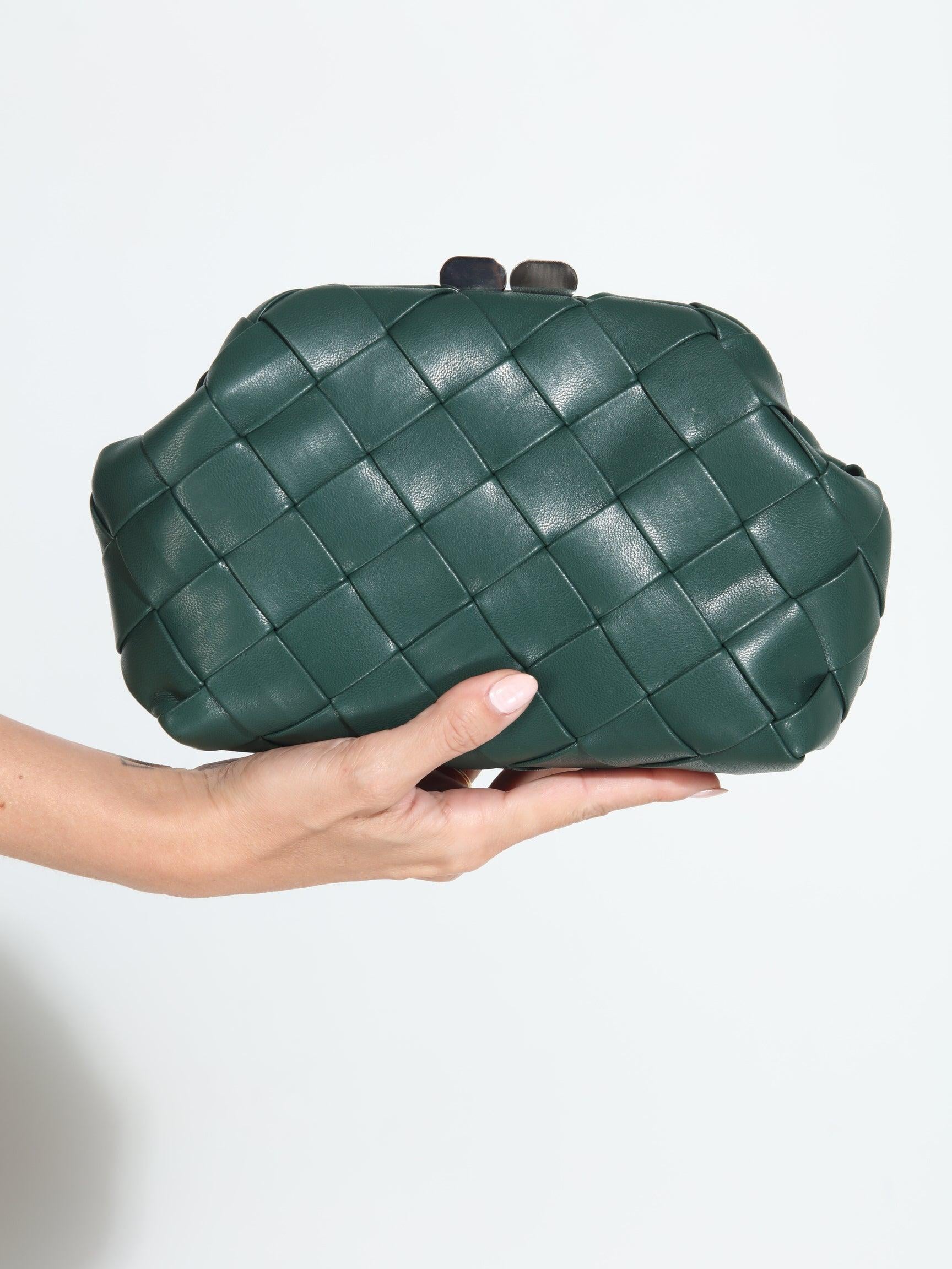 Pauline Woven Crossbody Clutch -Forest