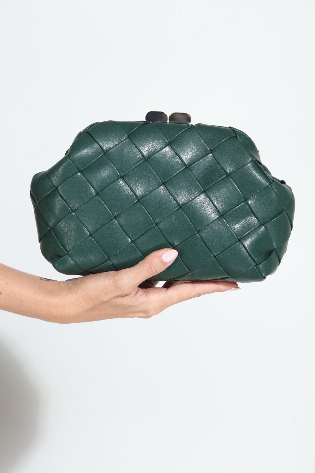 Pauline Woven Crossbody Clutch -Forest