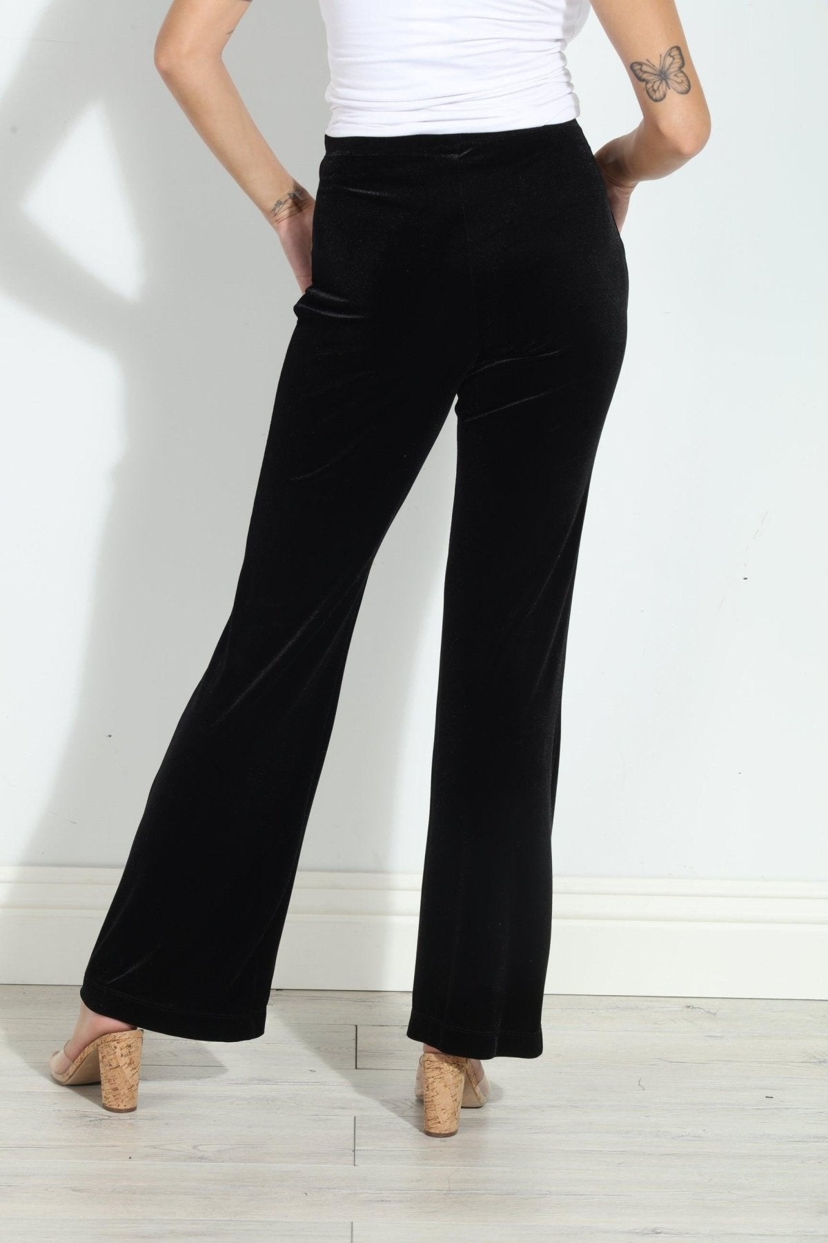 Black Velvet Palazzo Leg Pants-BEST SELLER