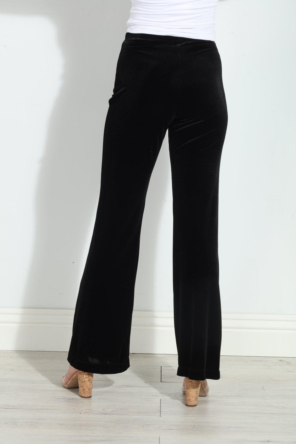 Black Velvet Palazzo Leg Pants-BEST SELLER