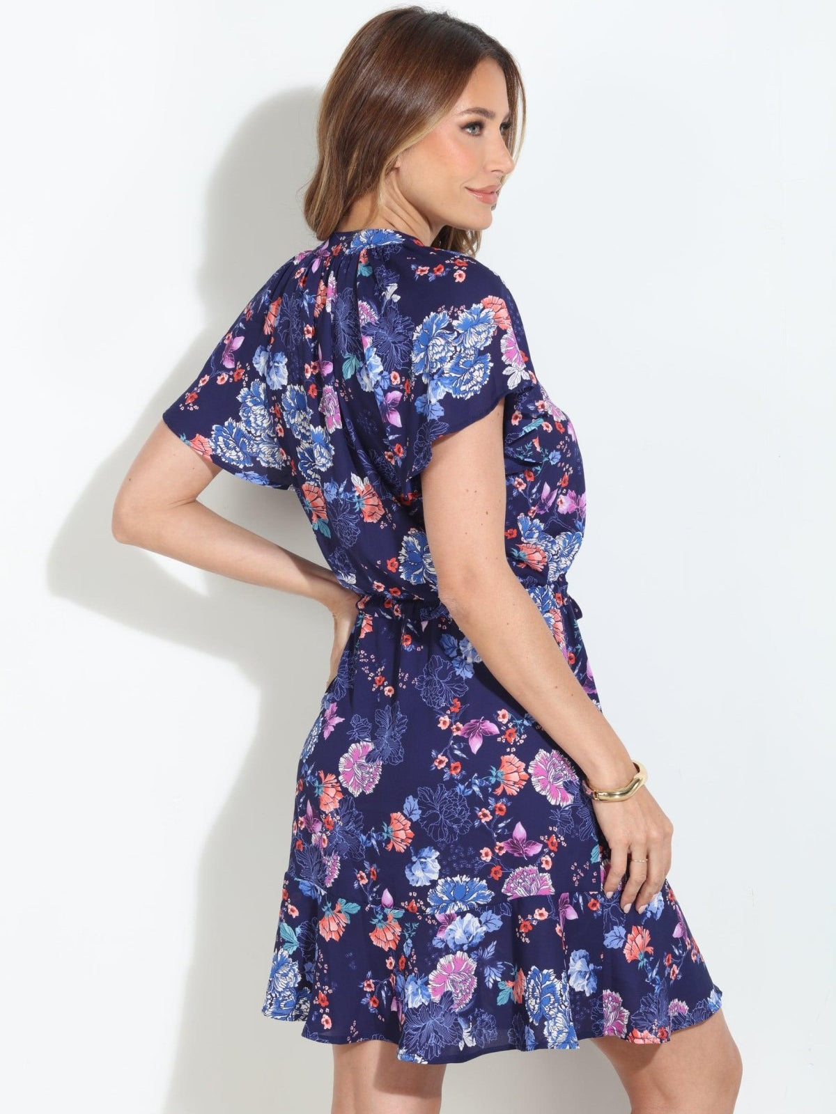 Jerica Short Sleeve Ruffle Hem Dress
