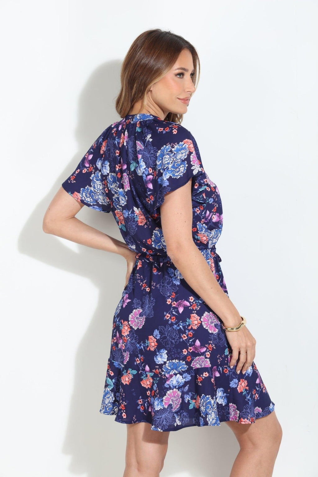 Jerica Short Sleeve Ruffle Hem Dress