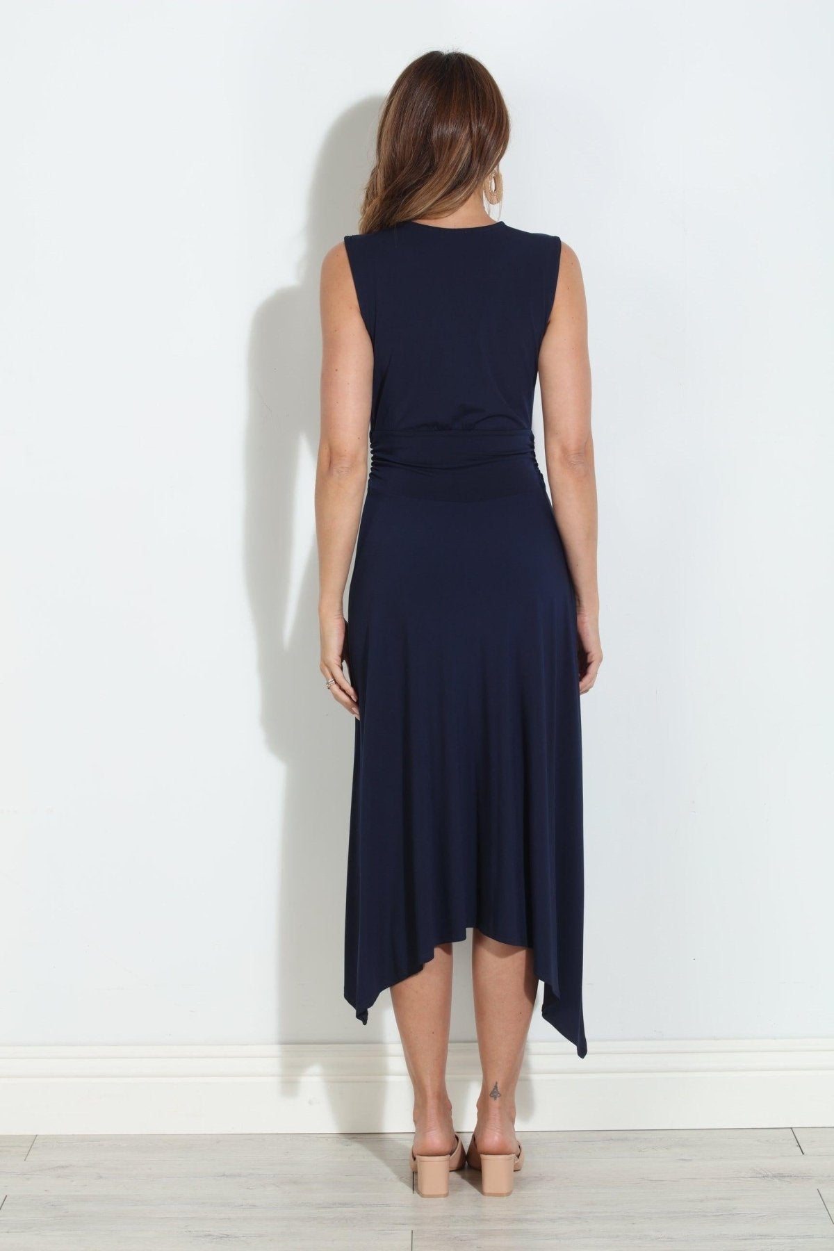 Navy Stretch Sleeveless Midi Dress-BEST SELLER