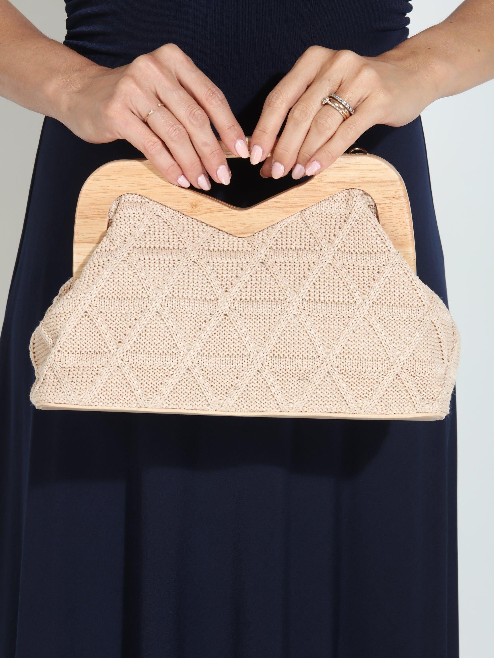 Soleil Crochet Wooden Clutch