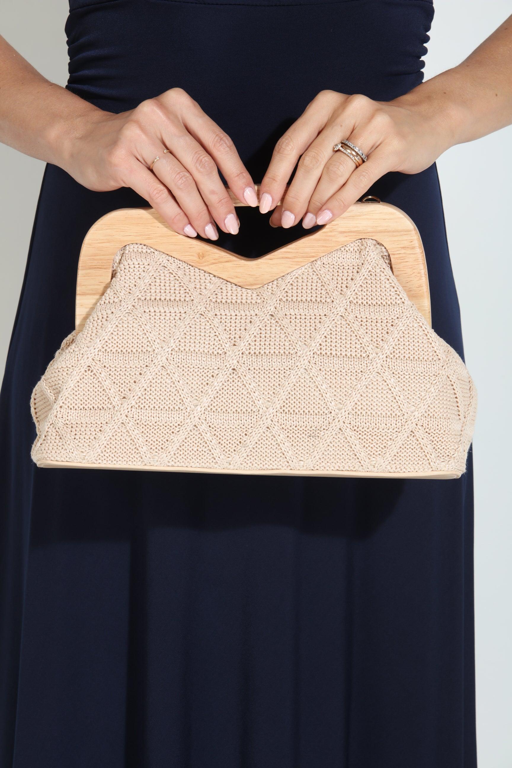 Soleil Crochet Wooden Clutch