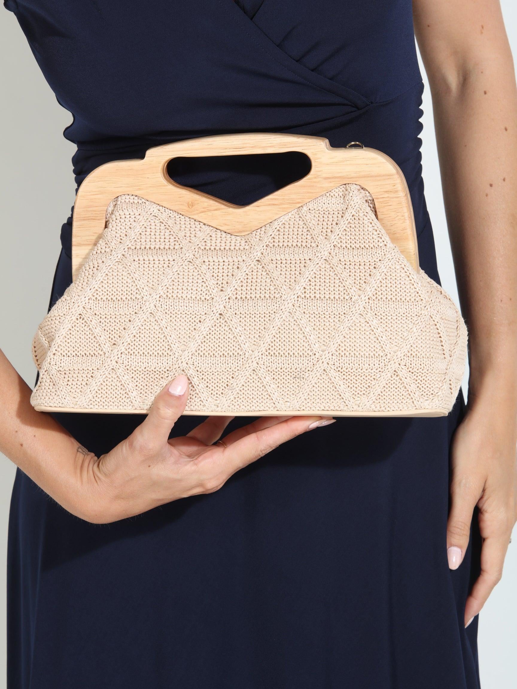 Soleil Crochet Wooden Clutch