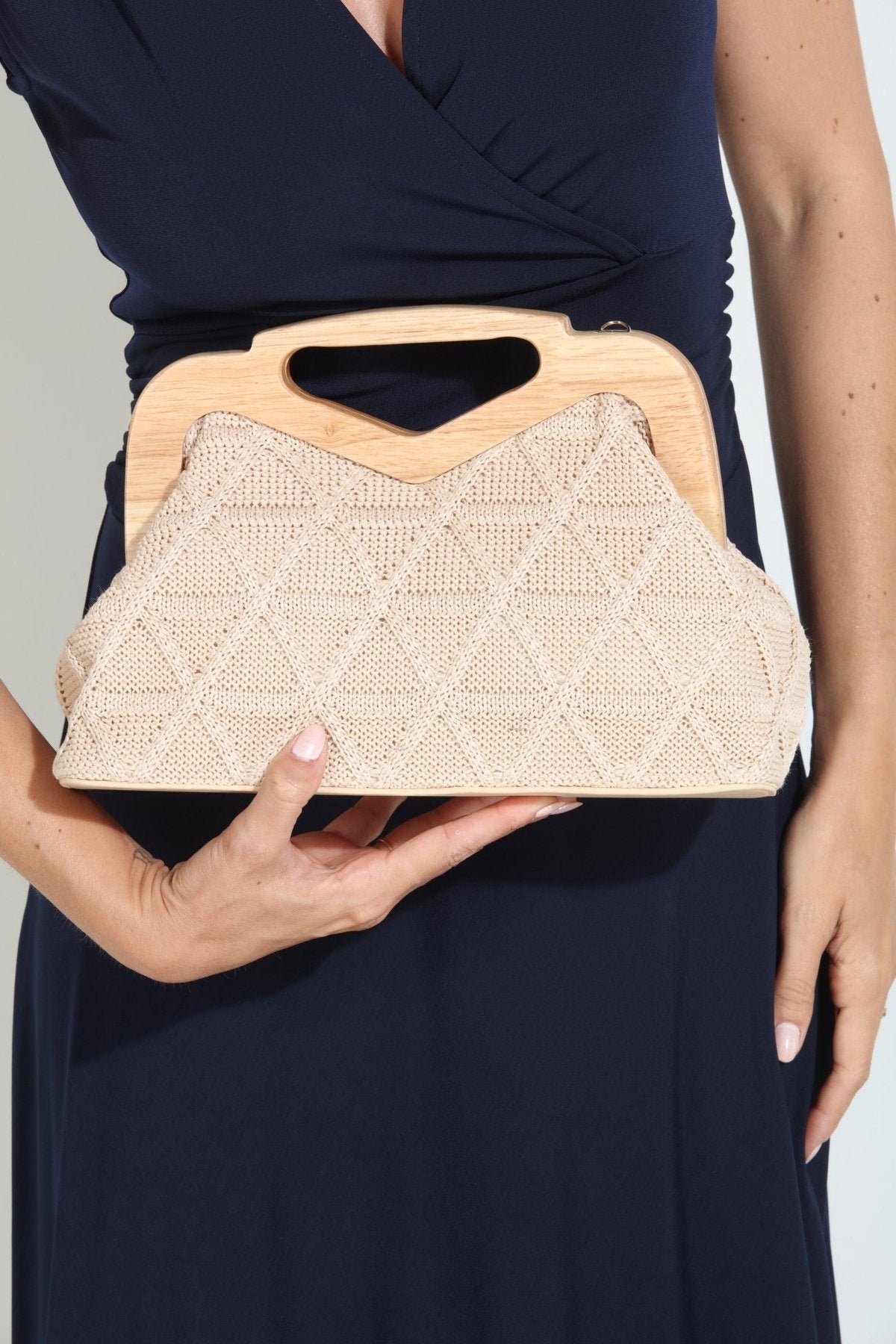 Soleil Crochet Wooden Clutch