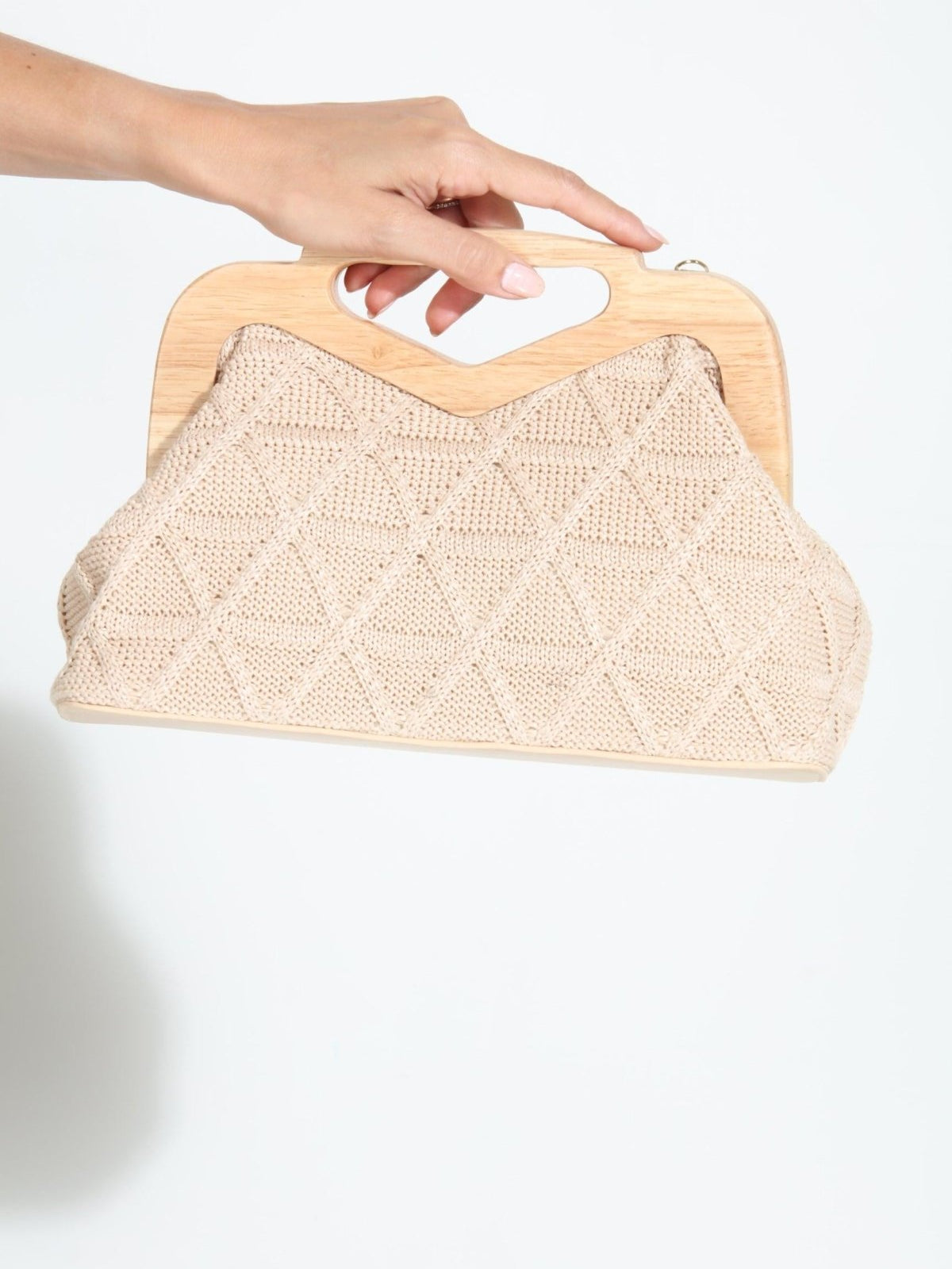 Soleil Crochet Wooden Clutch