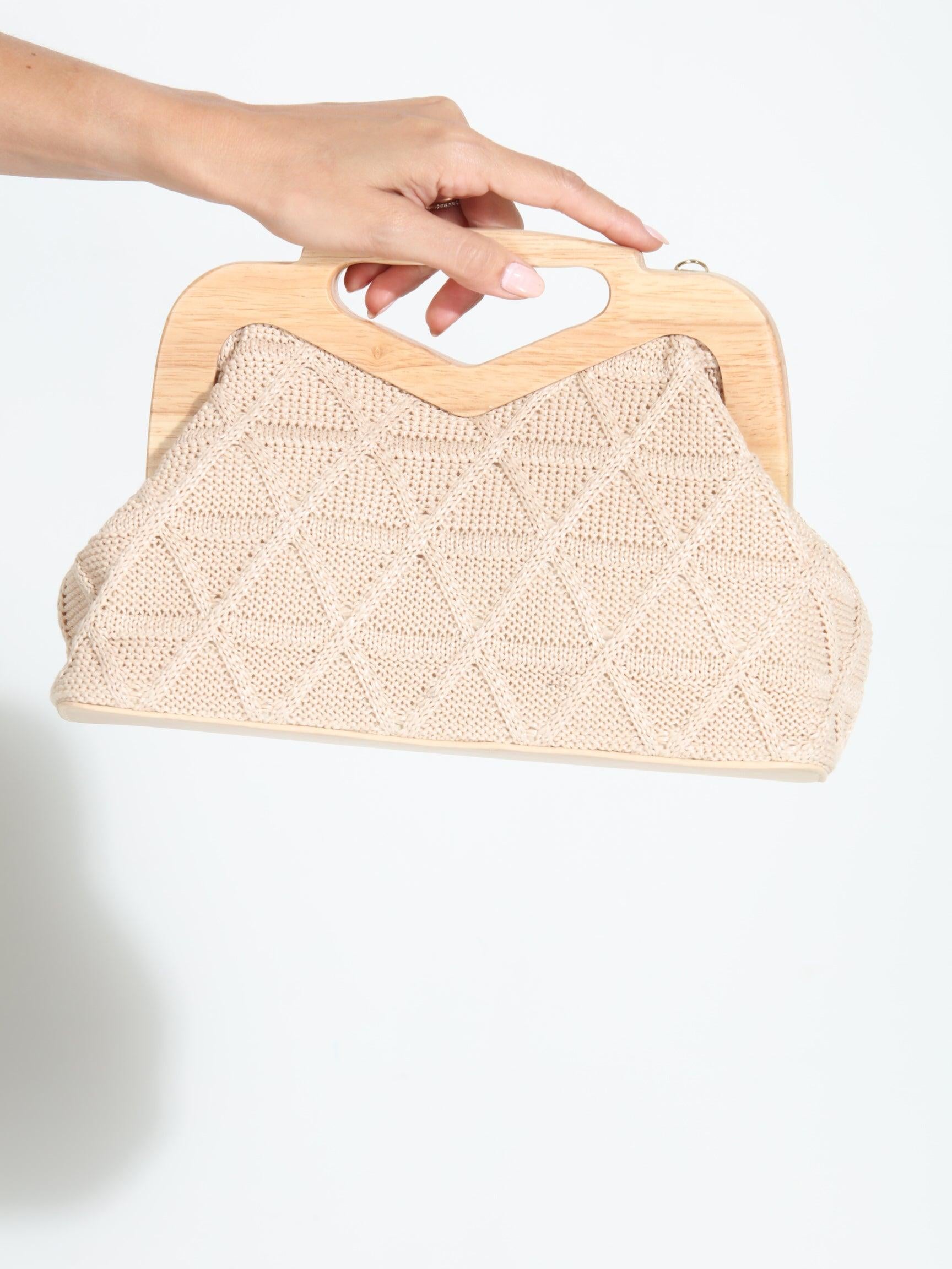 Soleil Crochet Wooden Clutch