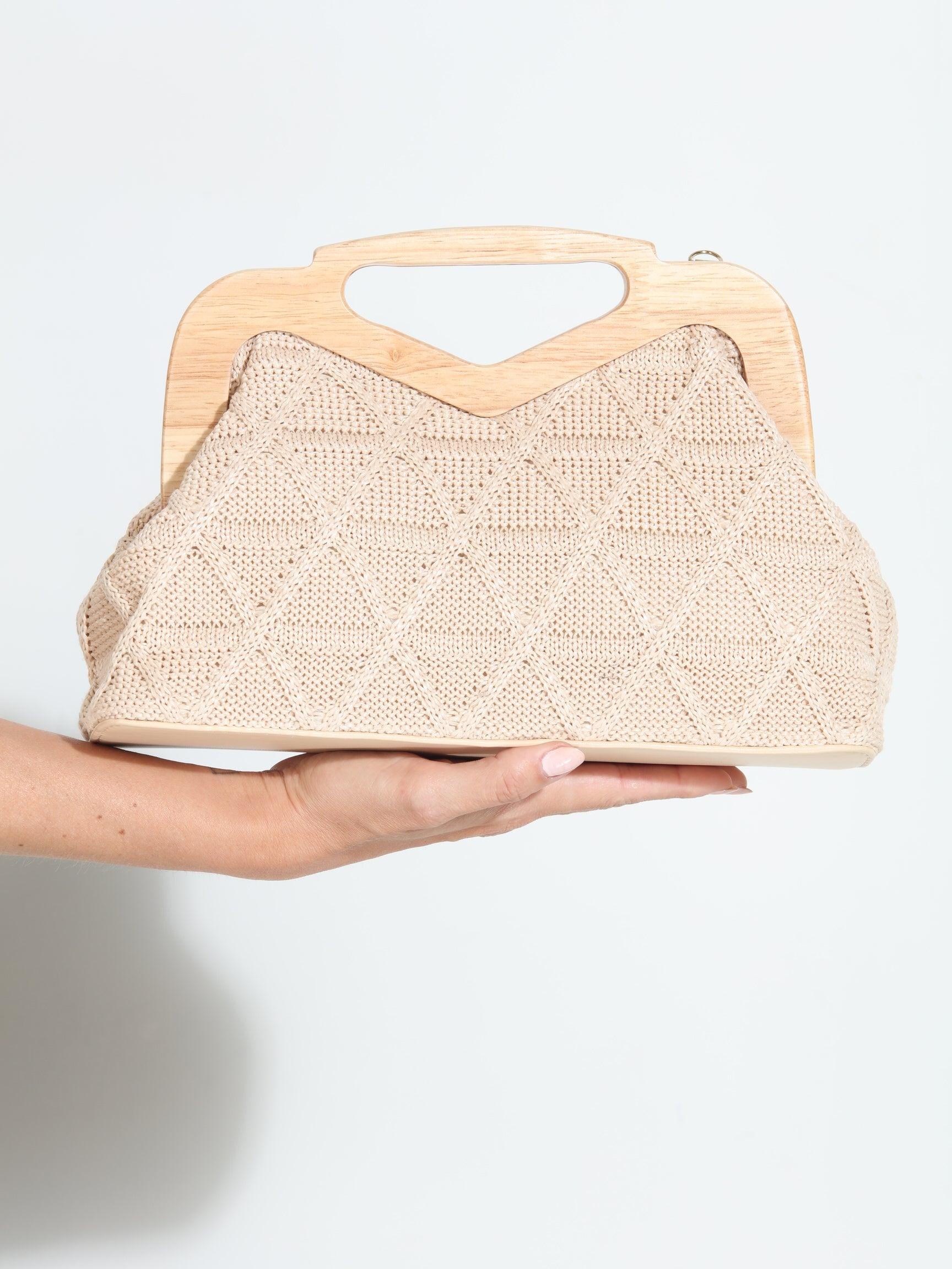 Soleil Crochet Wooden Clutch