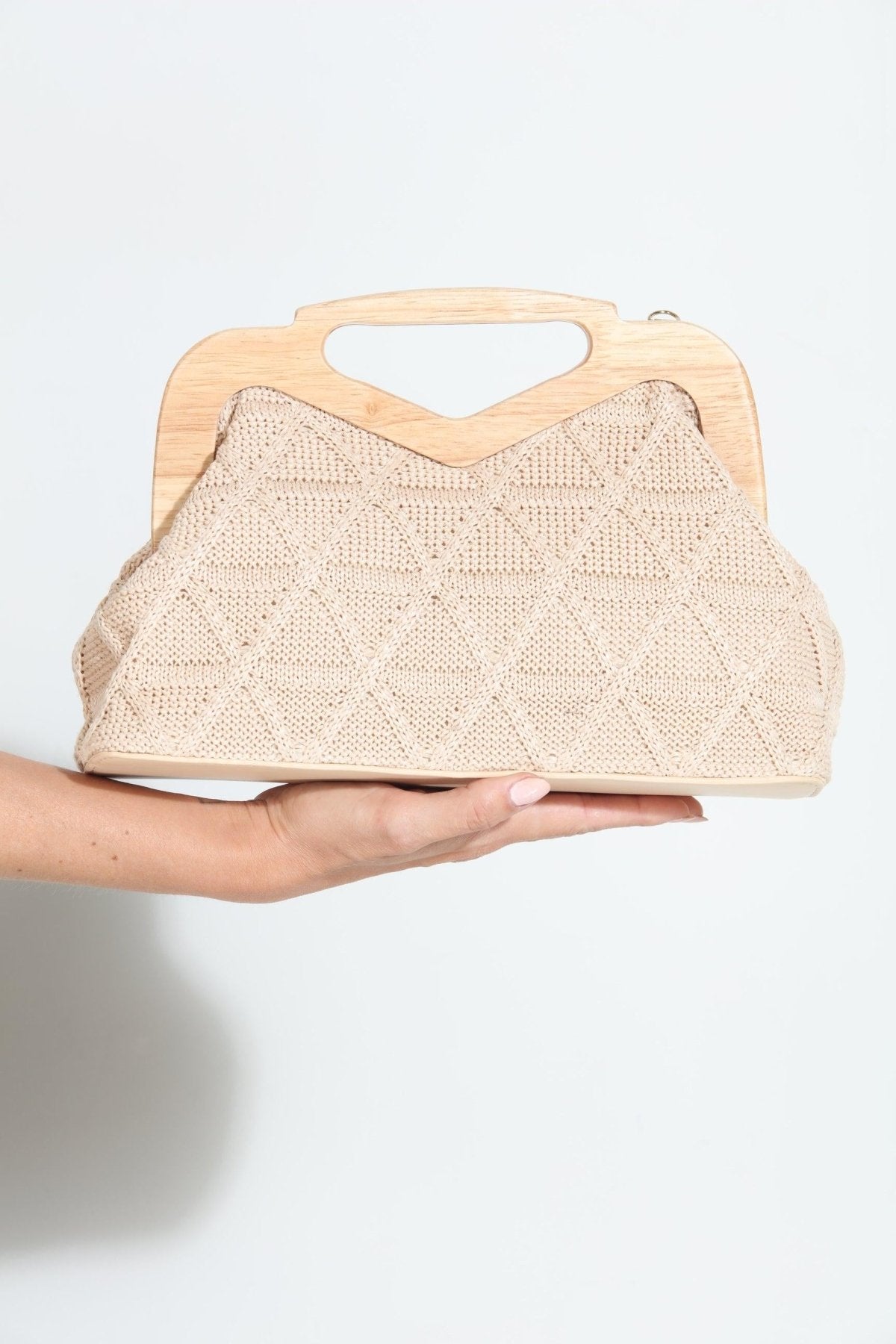 Soleil Crochet Wooden Clutch