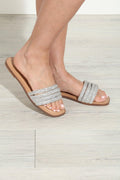 Silver Rhinestone Flat Sandals