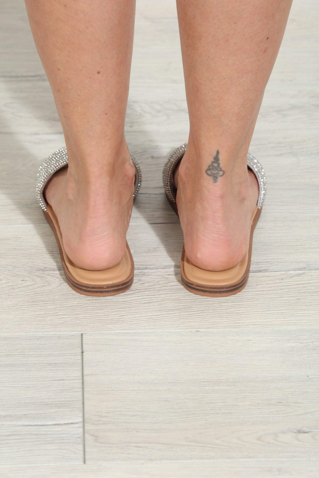 Silver Rhinestone Flat Sandals