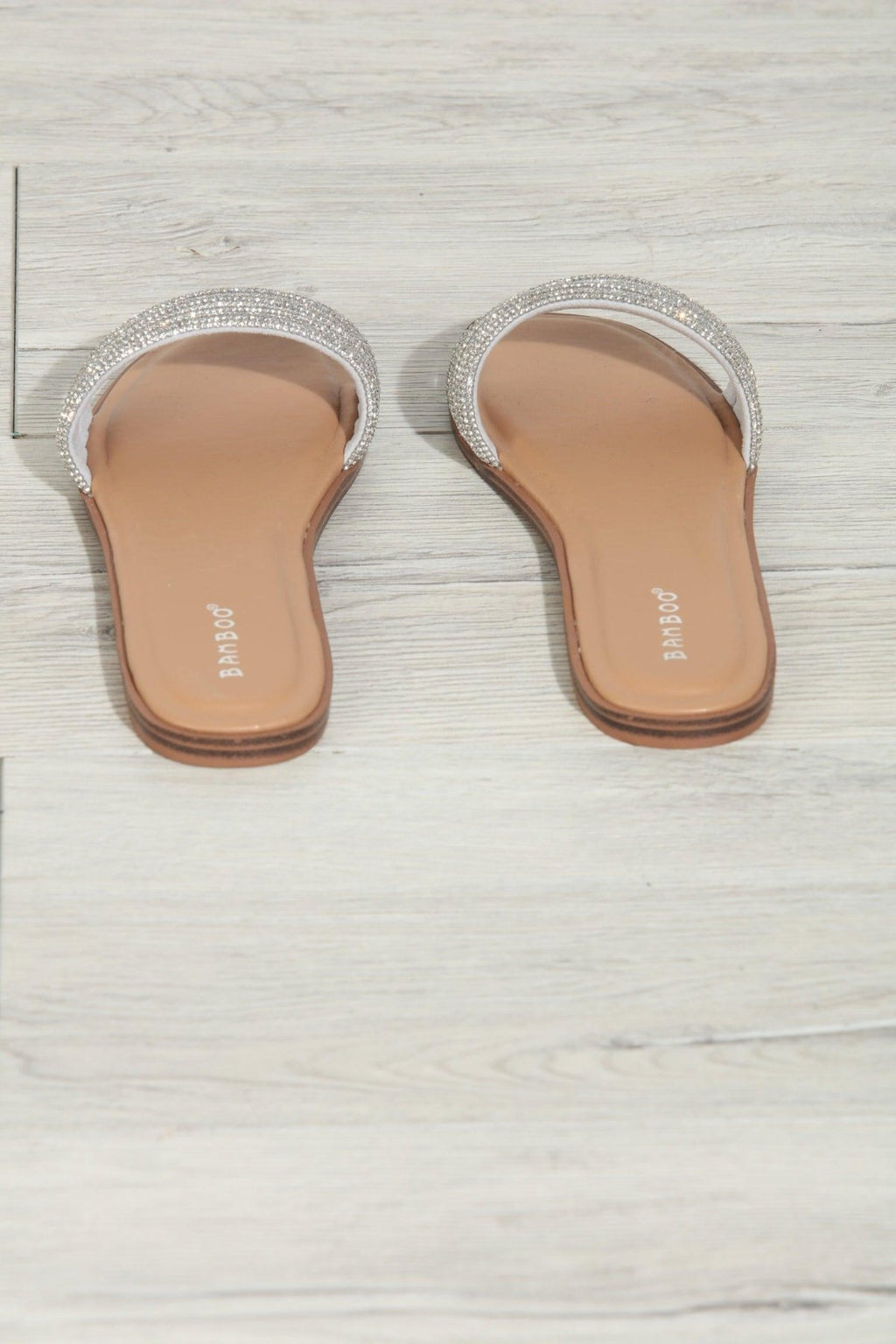 Silver Rhinestone Flat Sandals