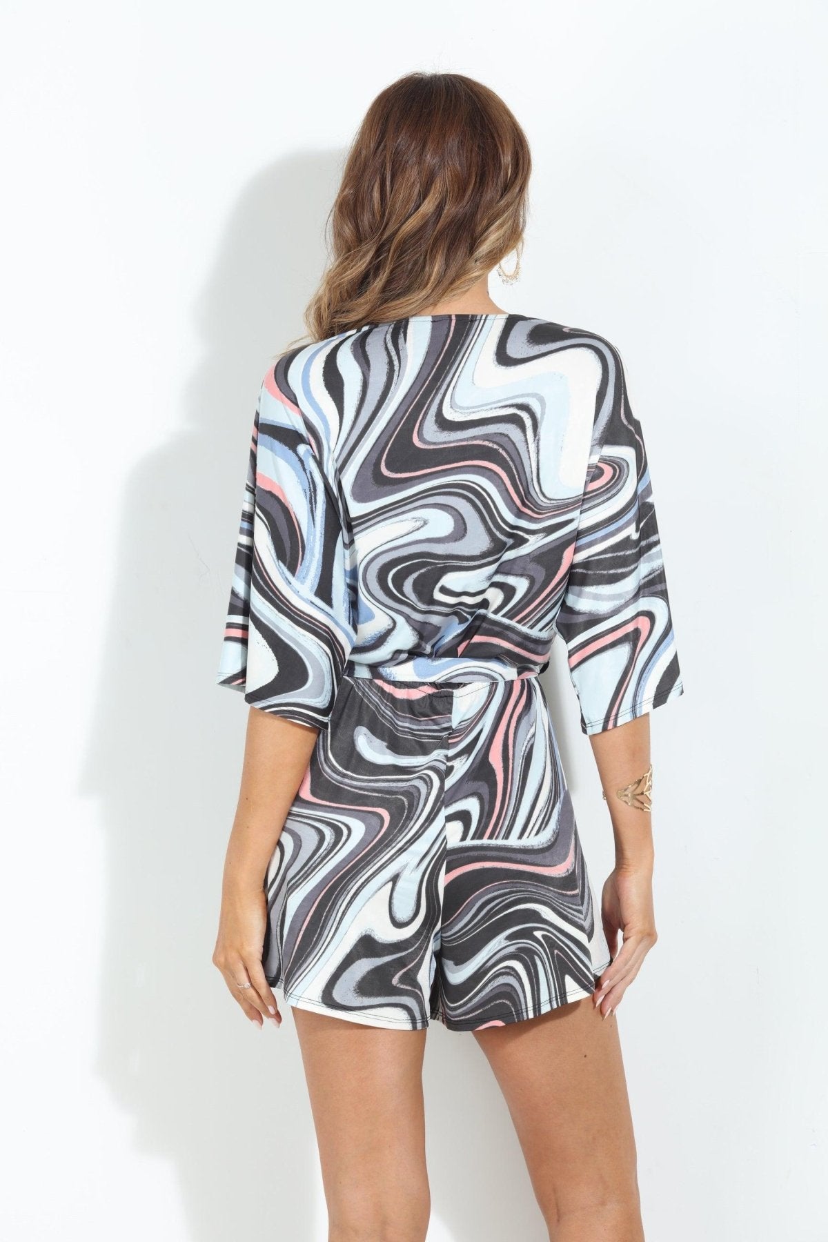 Star Kimono Sleeve Stretch Romper-FINAL SALE