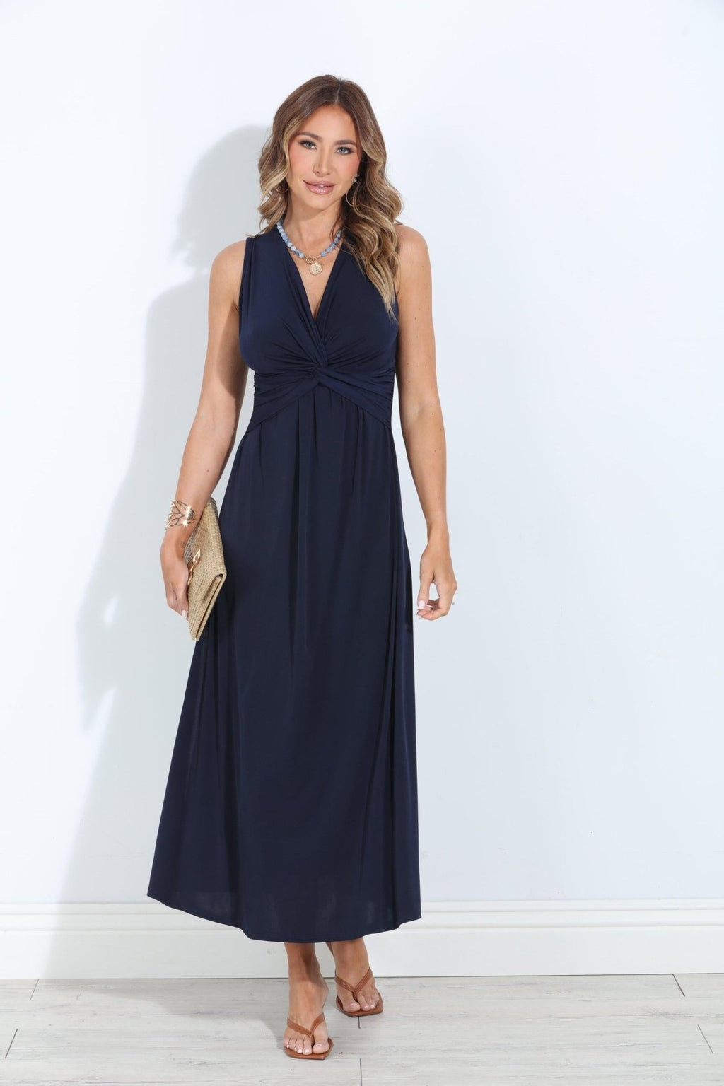 Navy Twist Maxi Dress-BEST SELLER