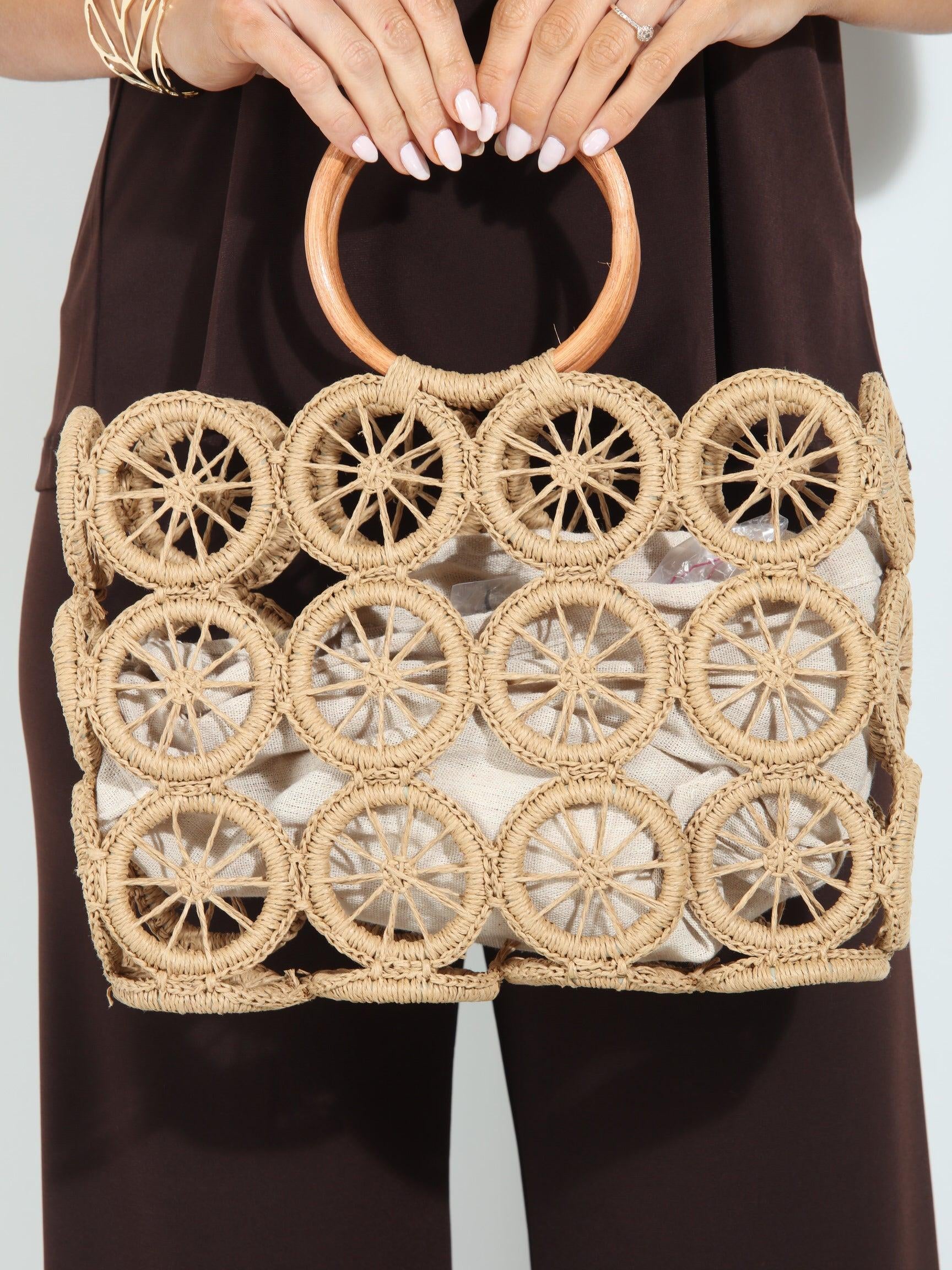 Shiloh Woven Cutout Handbag