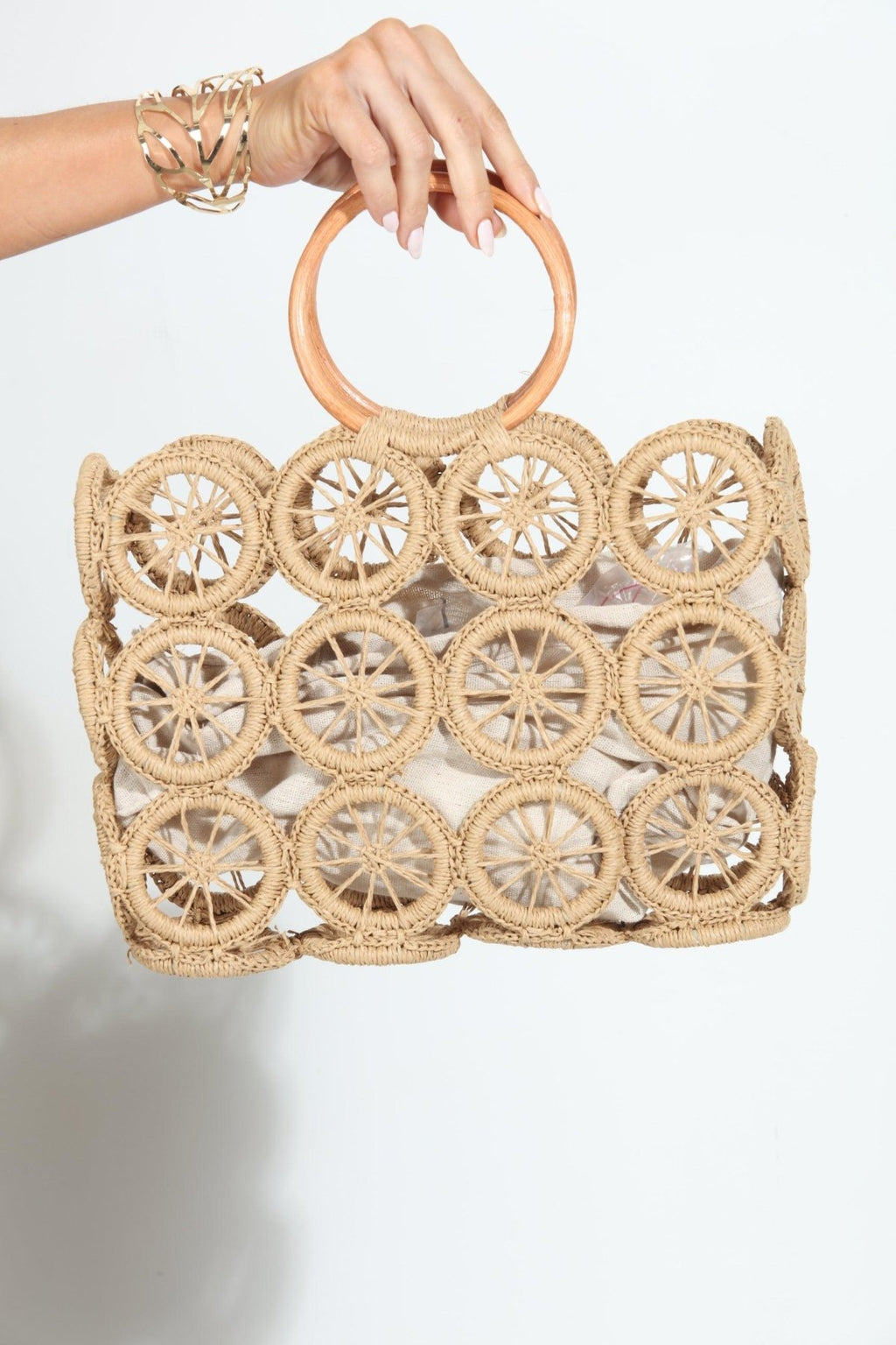 Shiloh Woven Cutout Handbag