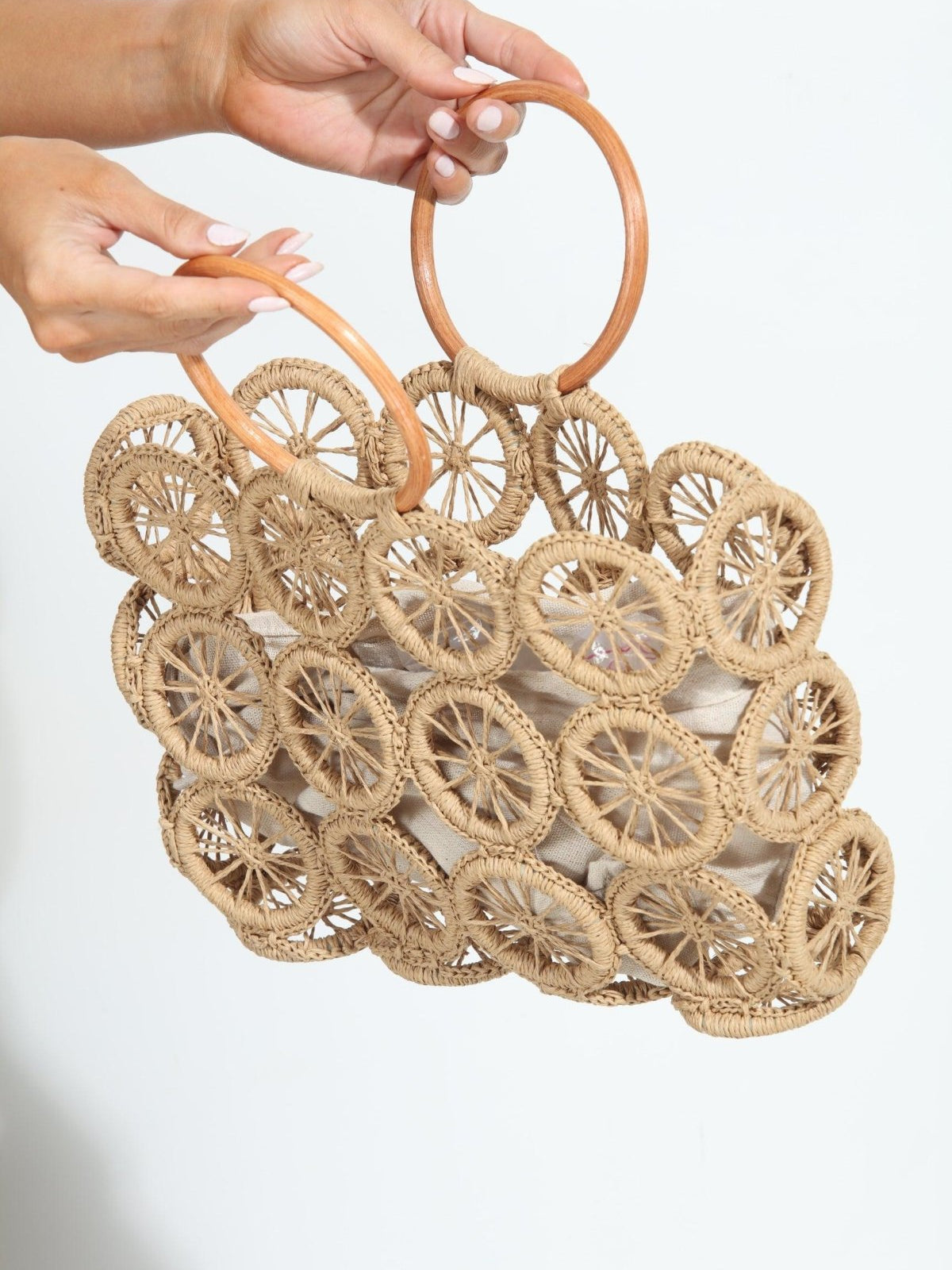 Shiloh Woven Cutout Handbag