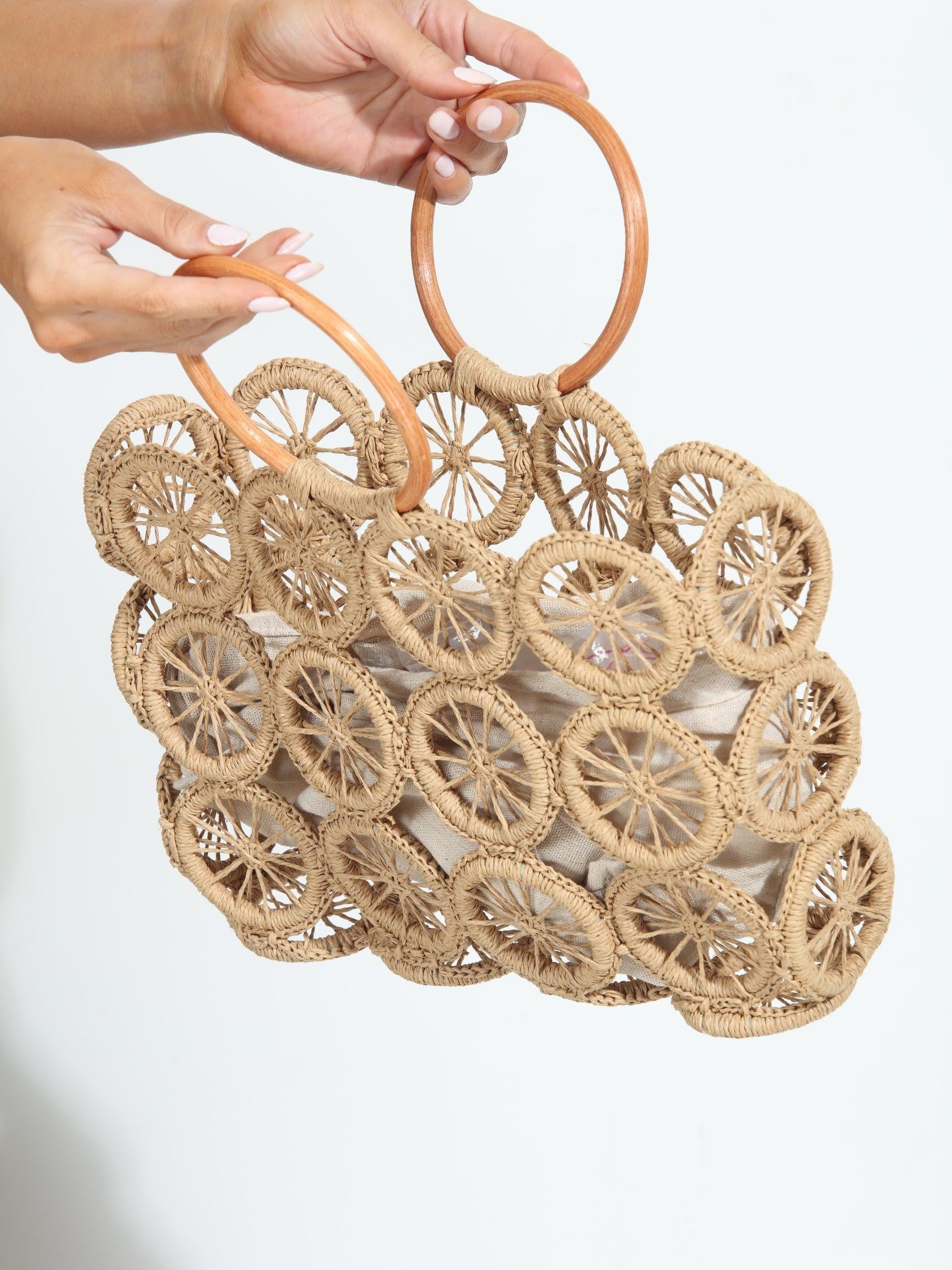 Shiloh Woven Cutout Handbag