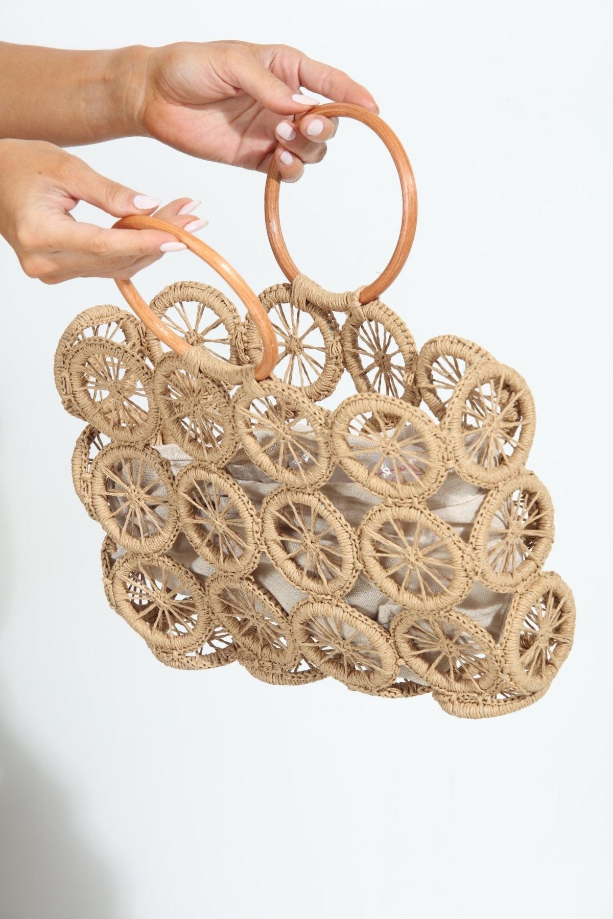 Shiloh Woven Cutout Handbag
