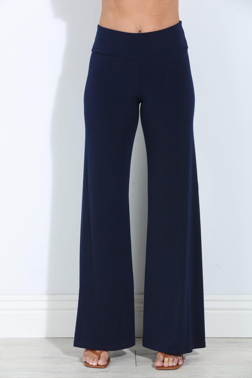 Navy Stretch Wide Leg Pants-BEST SELLER