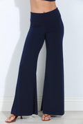 Navy Stretch Wide Leg Pants-BEST SELLER