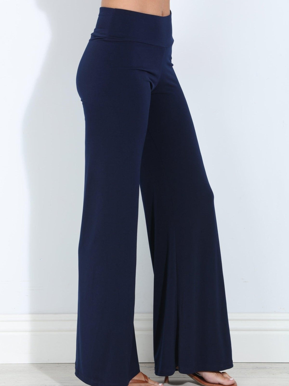 Navy Stretch Wide Leg Pants-BEST SELLER