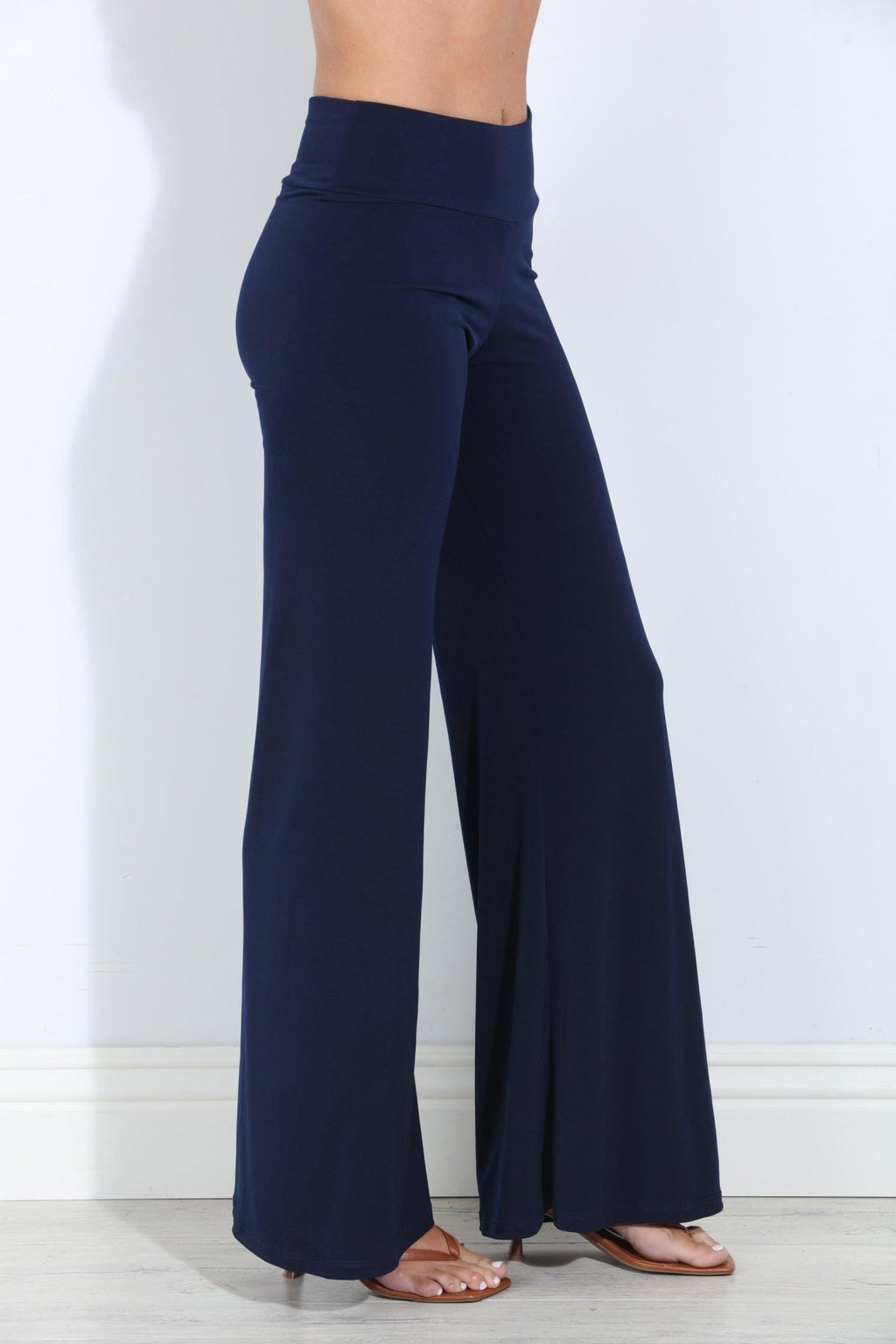 Navy Stretch Wide Leg Pants-BEST SELLER