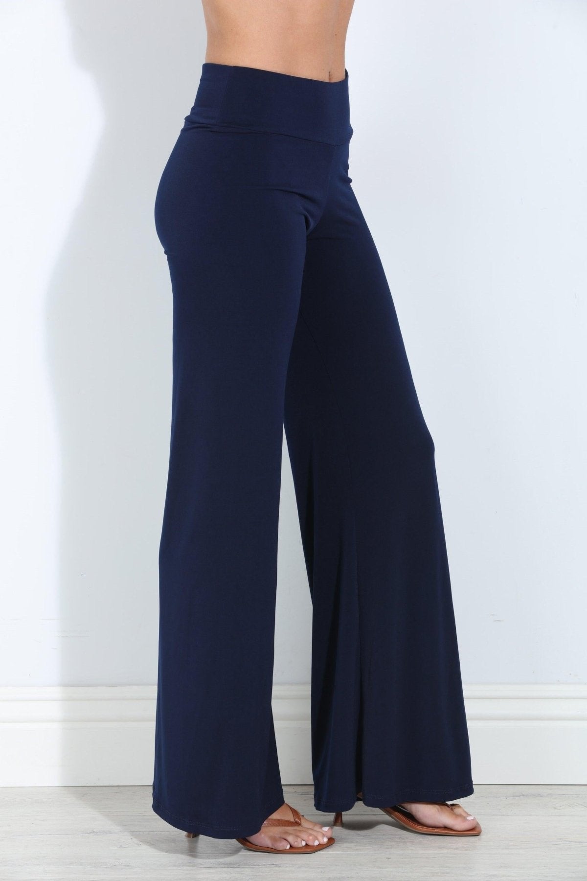 Navy Stretch Wide Leg Pants-BEST SELLER