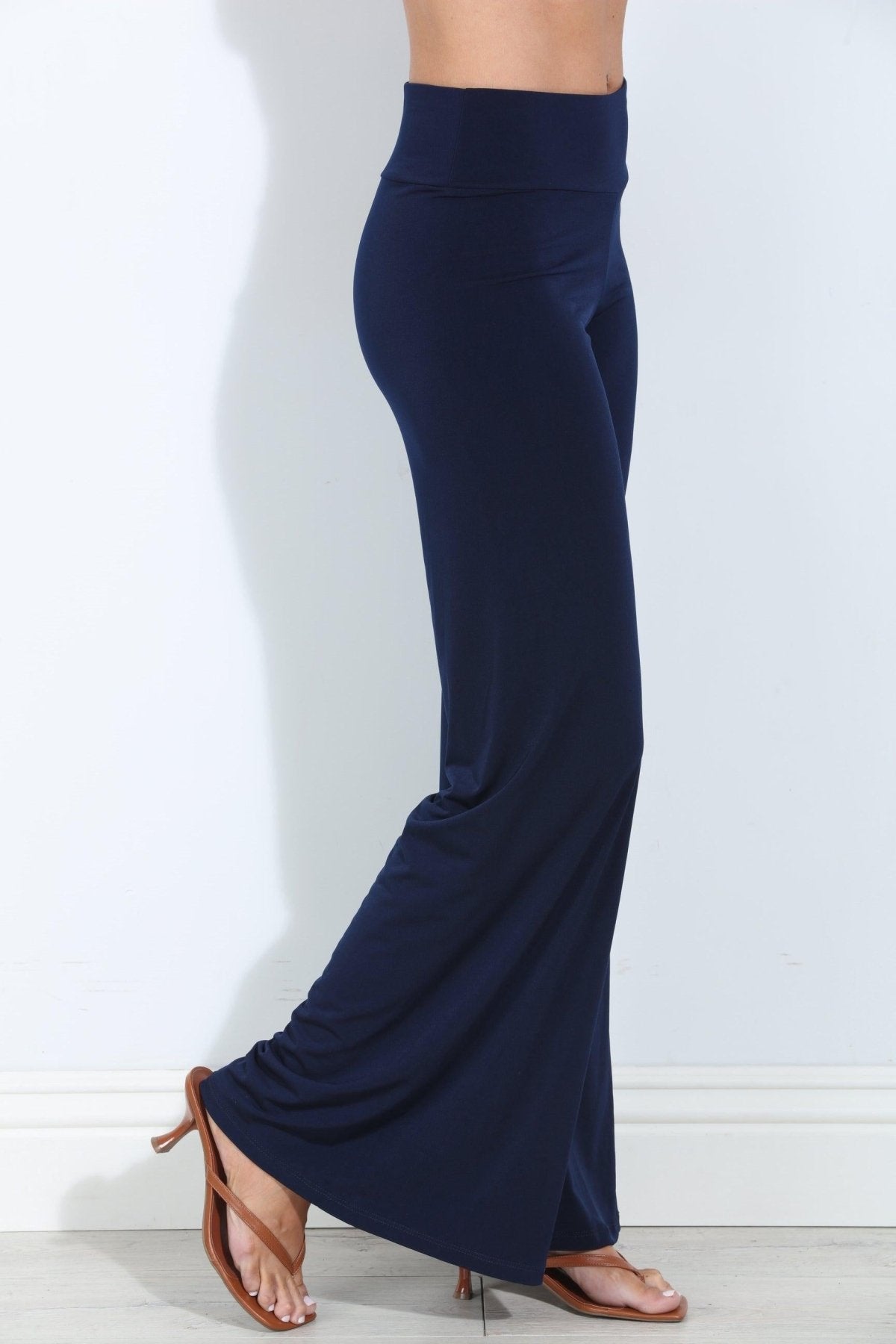 Navy Stretch Wide Leg Pants-BEST SELLER