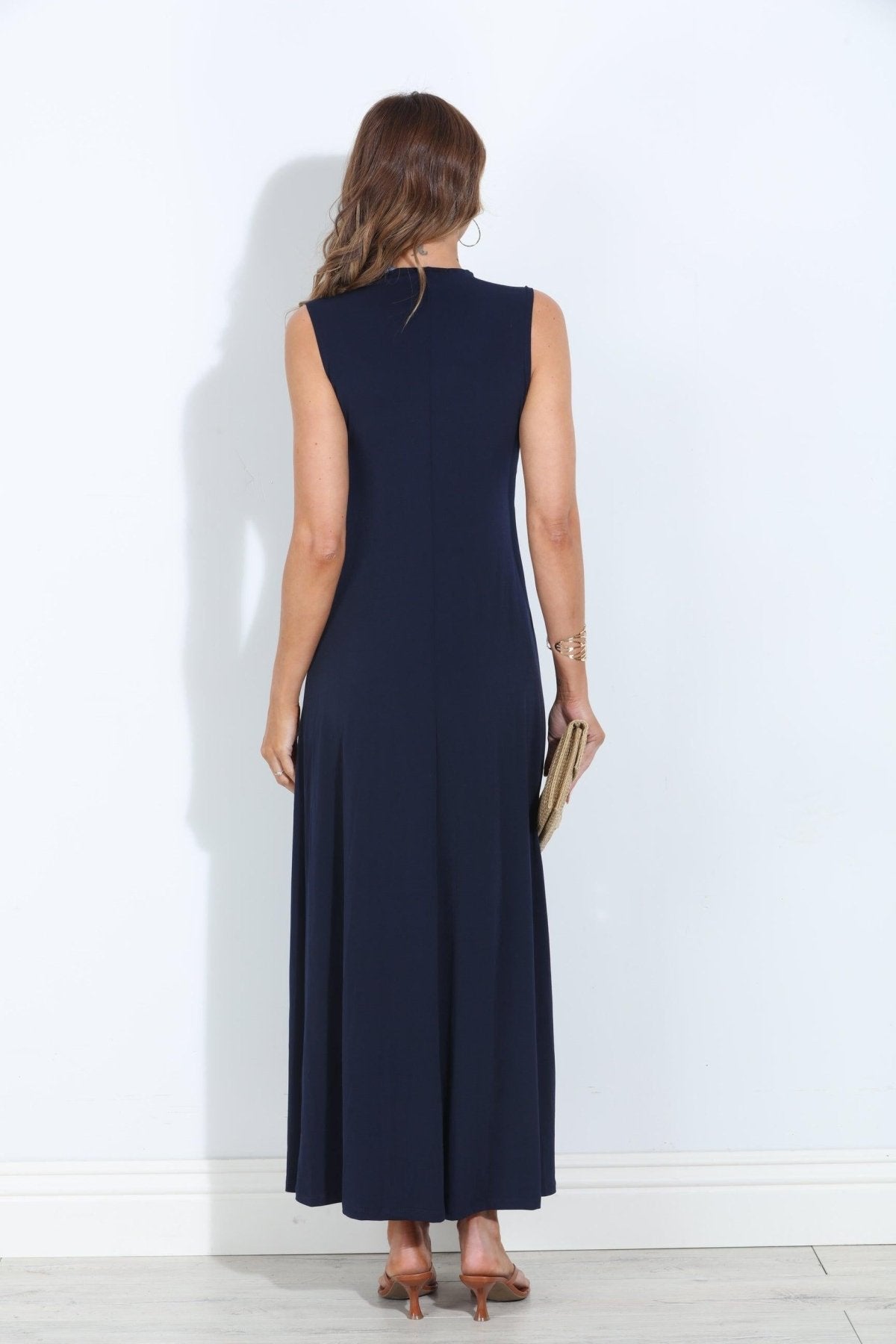 Navy Stretch V-Neck Maxi Dress - BEST SELLER