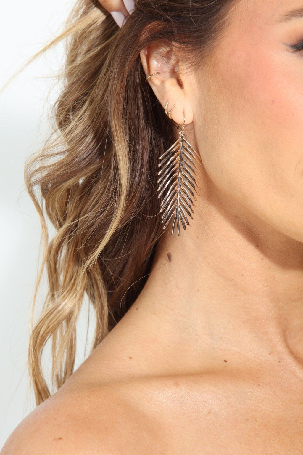 Gold Palm Leaf Earrings
