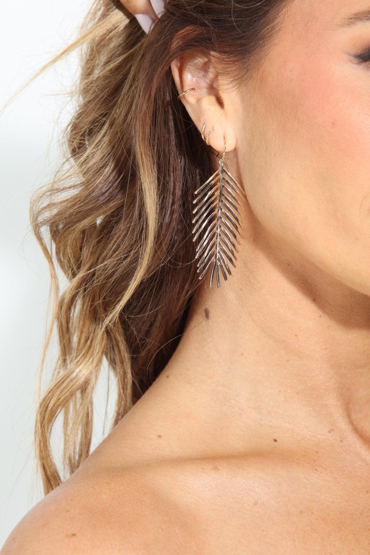 Gold Palm Leaf Earrings