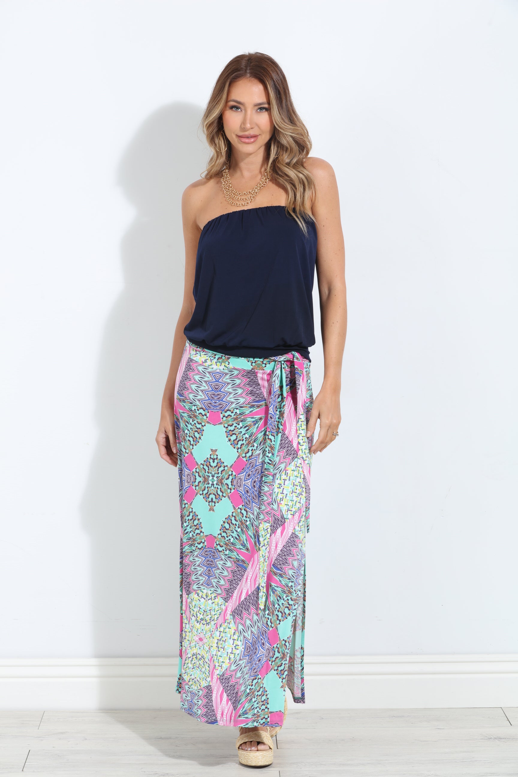 Memphis Tie Front Maxi Skirt-BEST SELLER