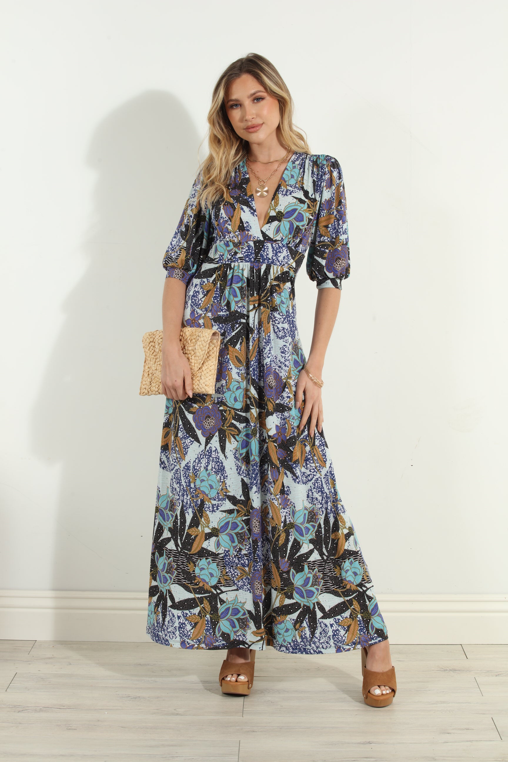 Stefano Stretch Puff Sleeve Maxi Dress-FINAL SALE