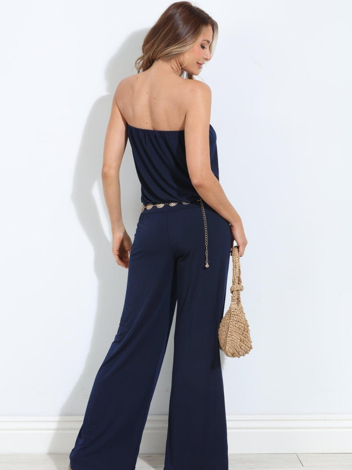 Navy Strapless Drop Waist Jumpsuit-BEST SELLER