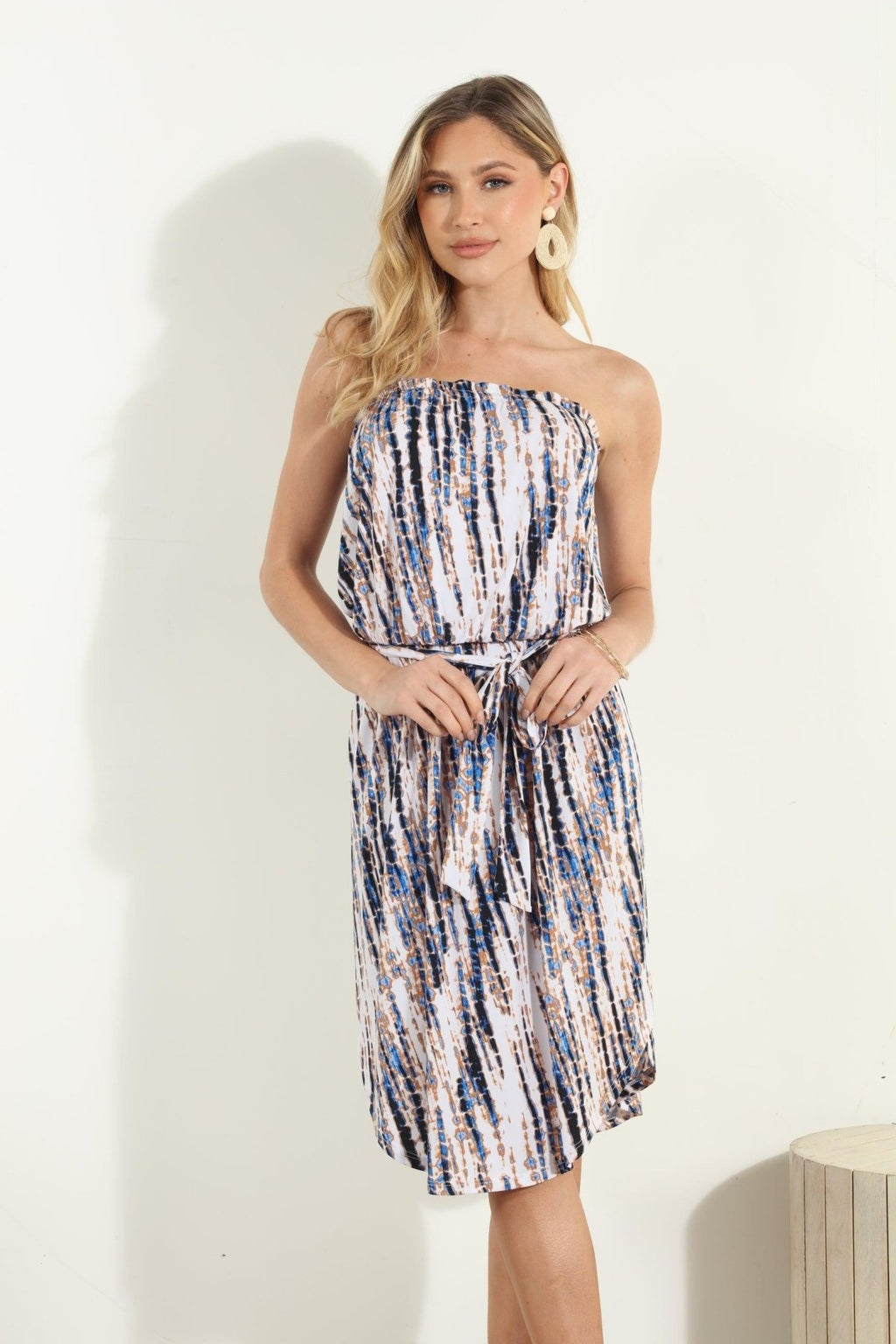 Reena Stretch Tube Belted Dress-FINAL SALE