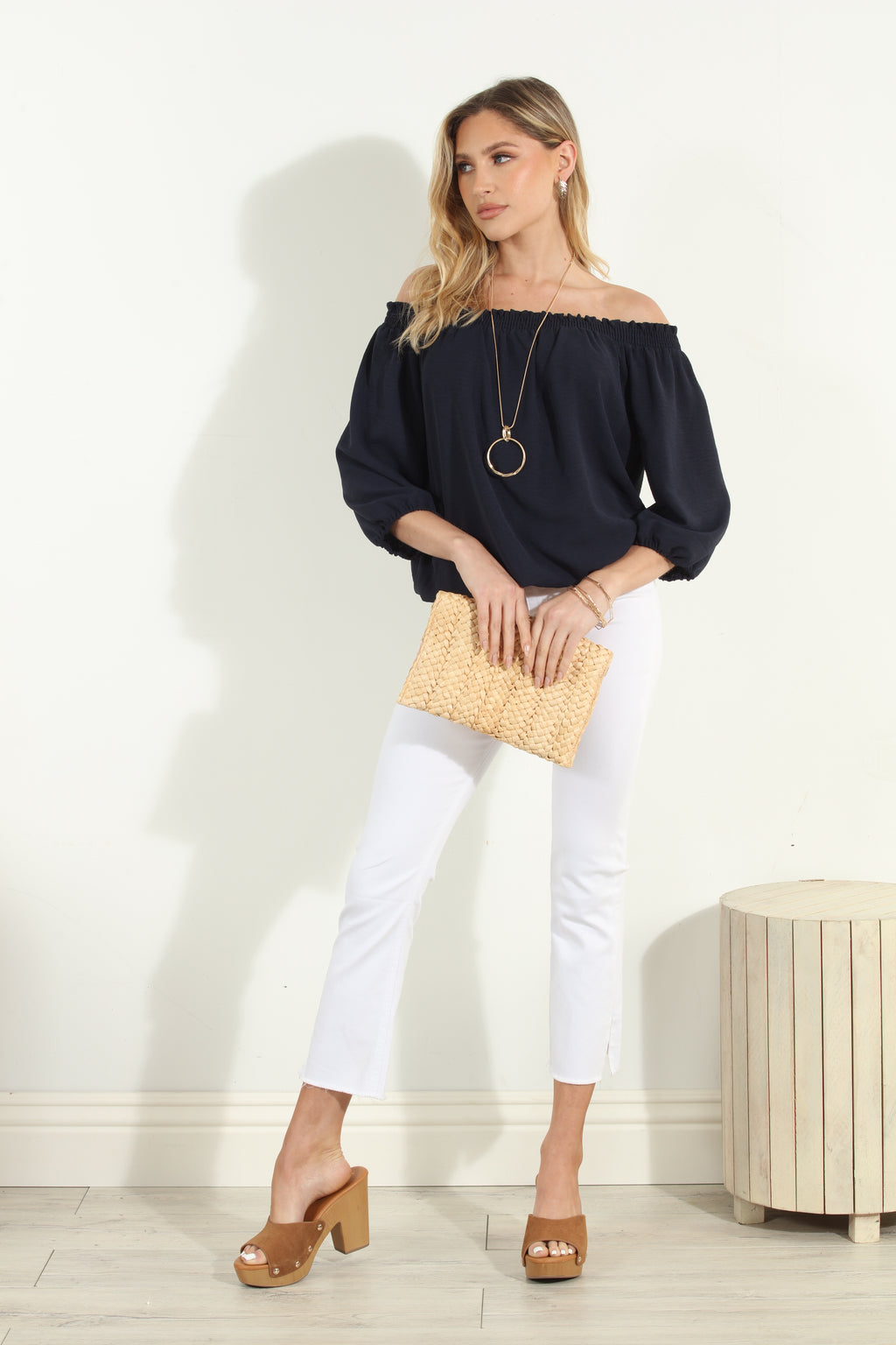 TRCTR White High Rise Crop Flare Side Slit Jeans-FINAL SALE