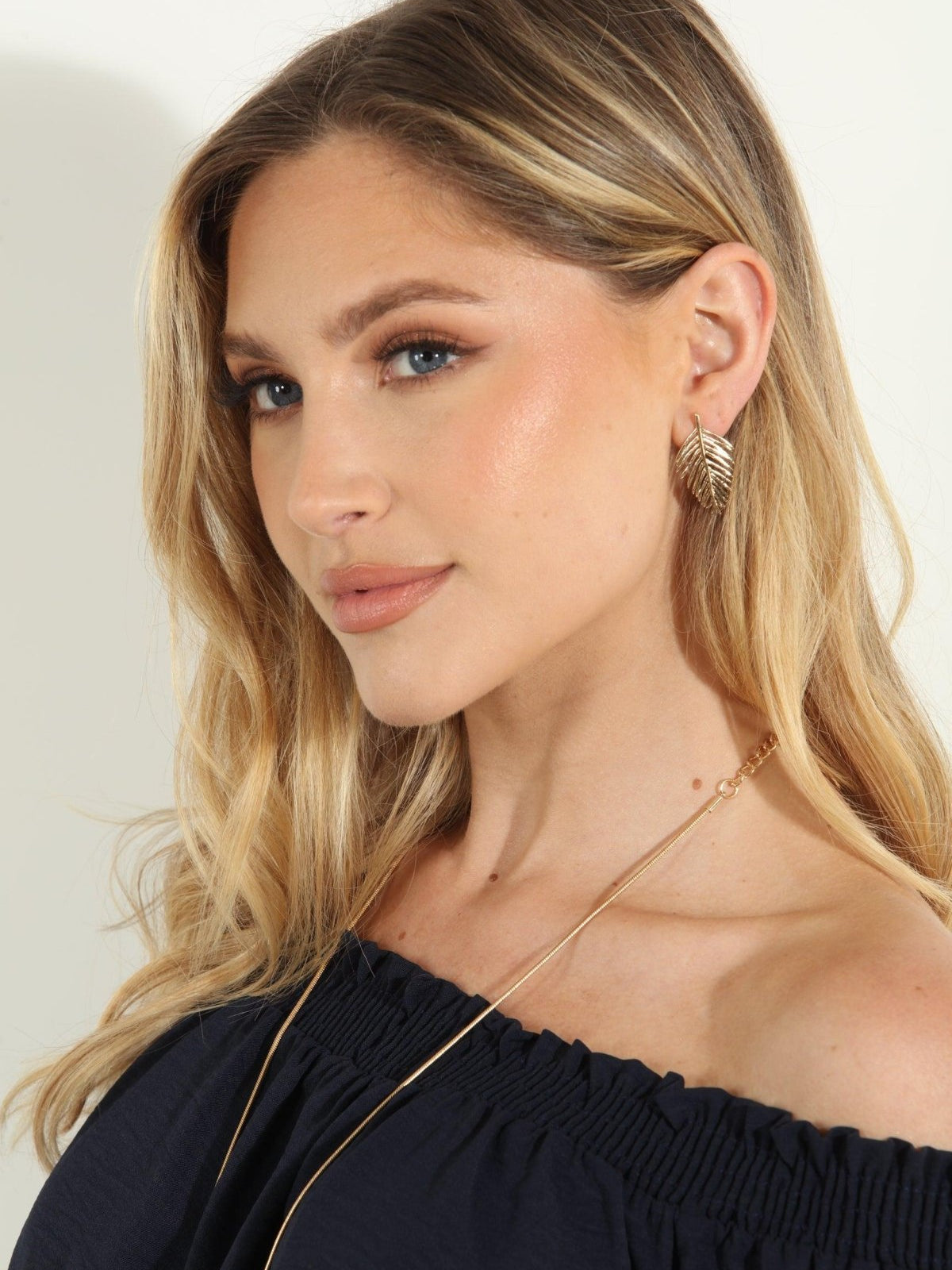 Mini Gold Palm Leaf Earrings