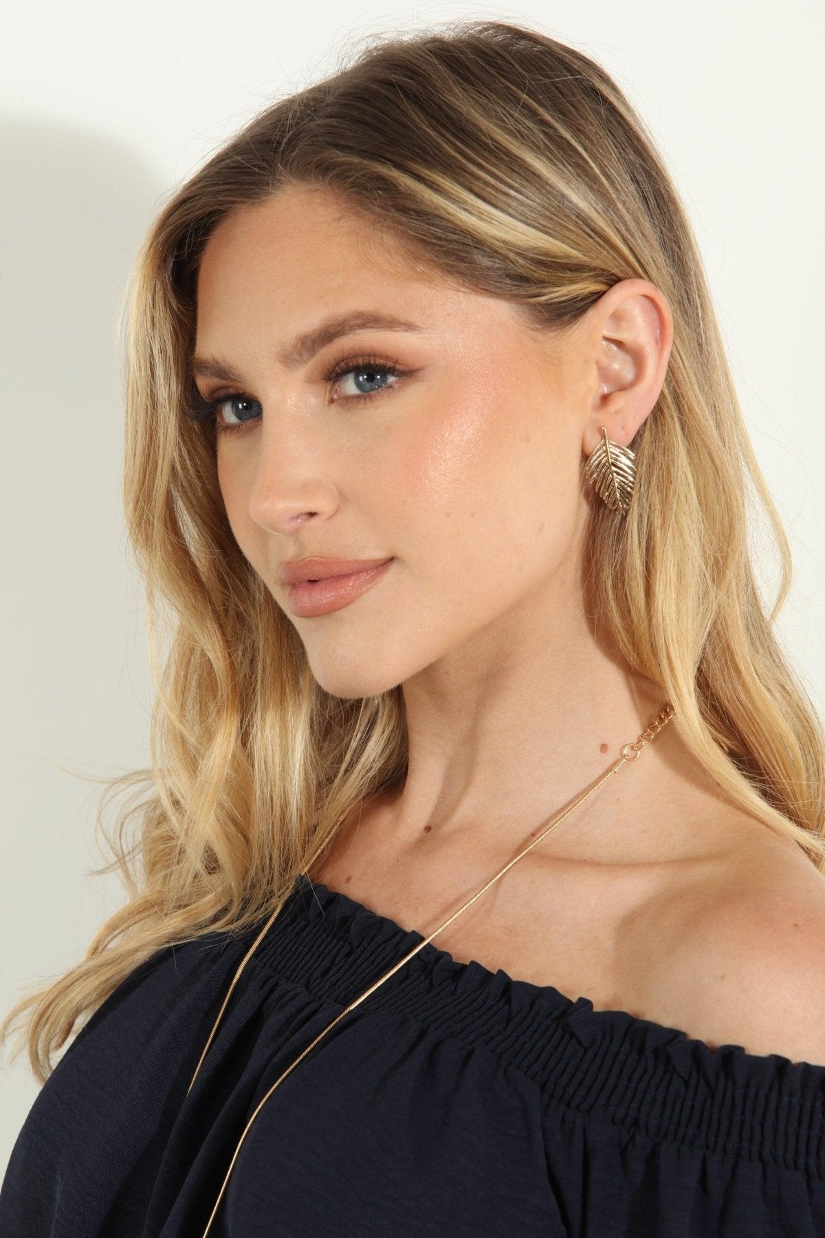 Mini Gold Palm Leaf Earrings